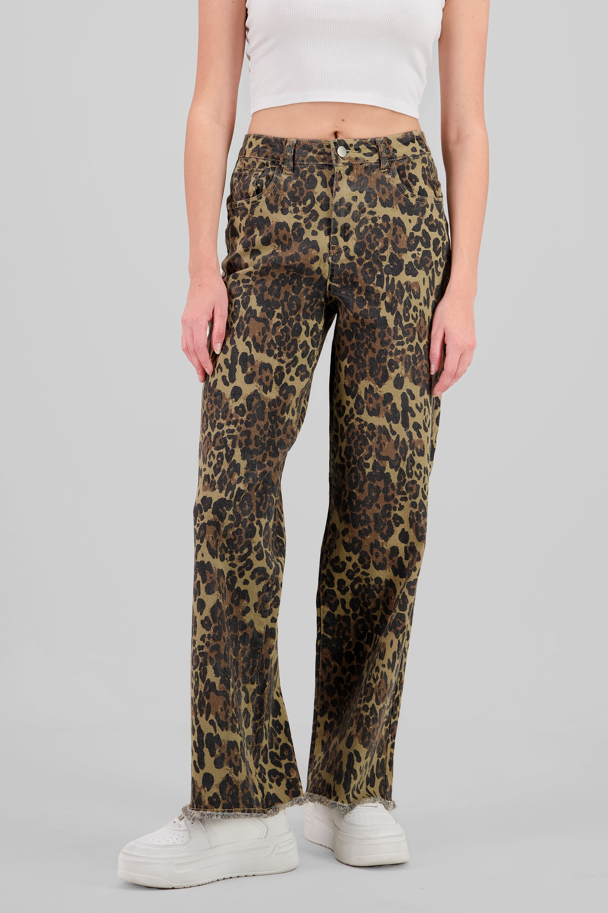 Jeans wide leg animal print CAFE COMBO