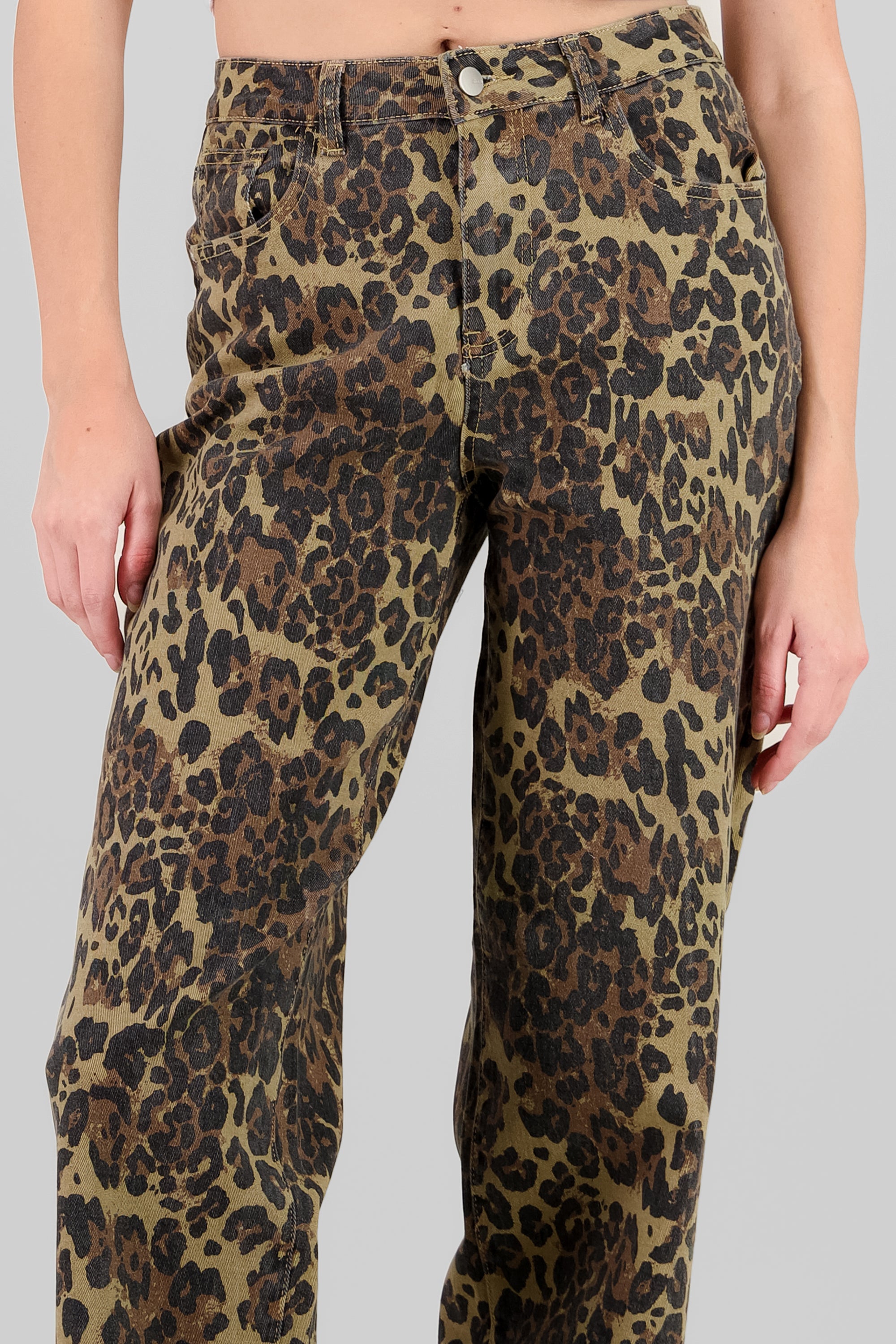 Jeans wide leg animal print CAFE COMBO