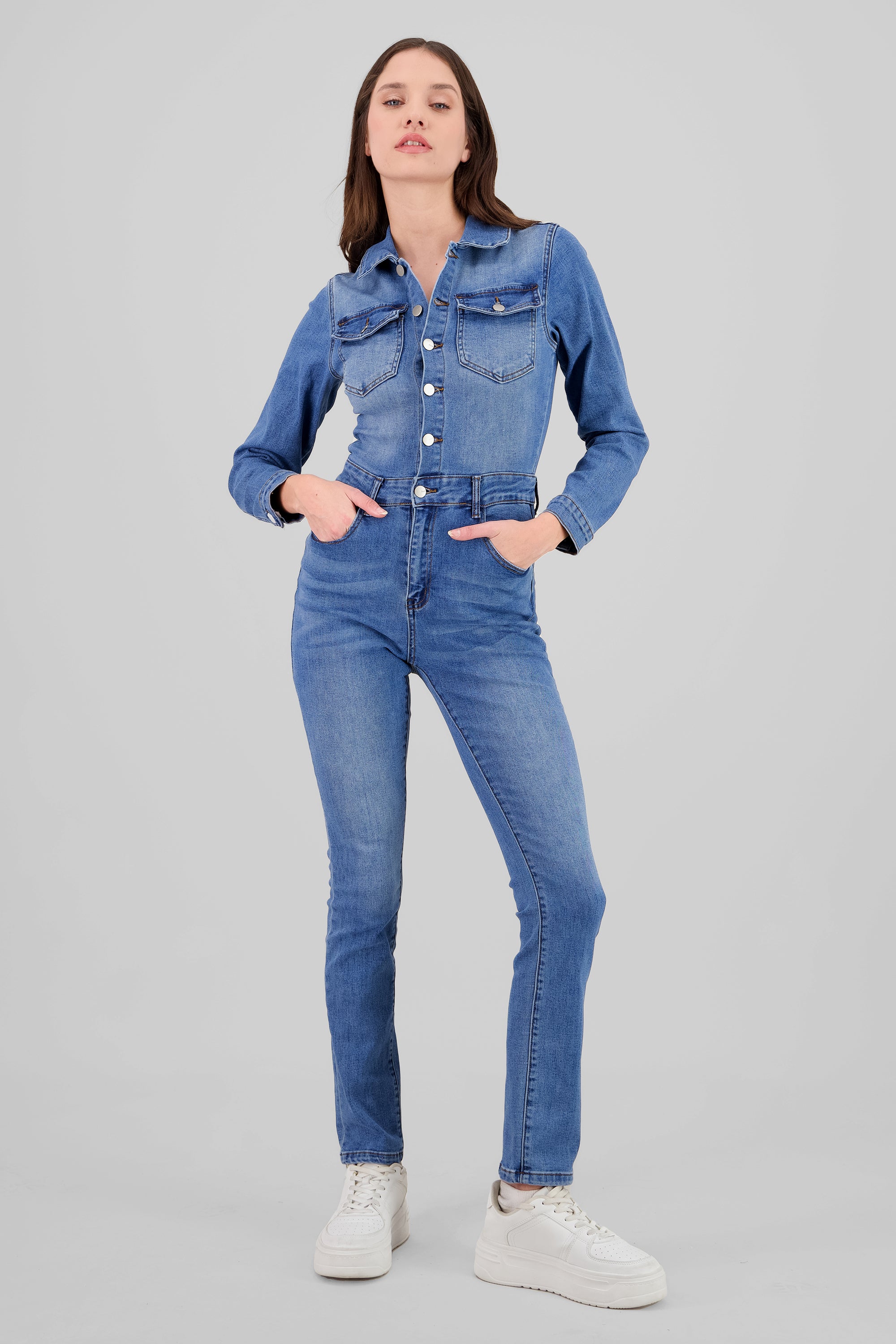 Overall slim denim MEDIUM WASH