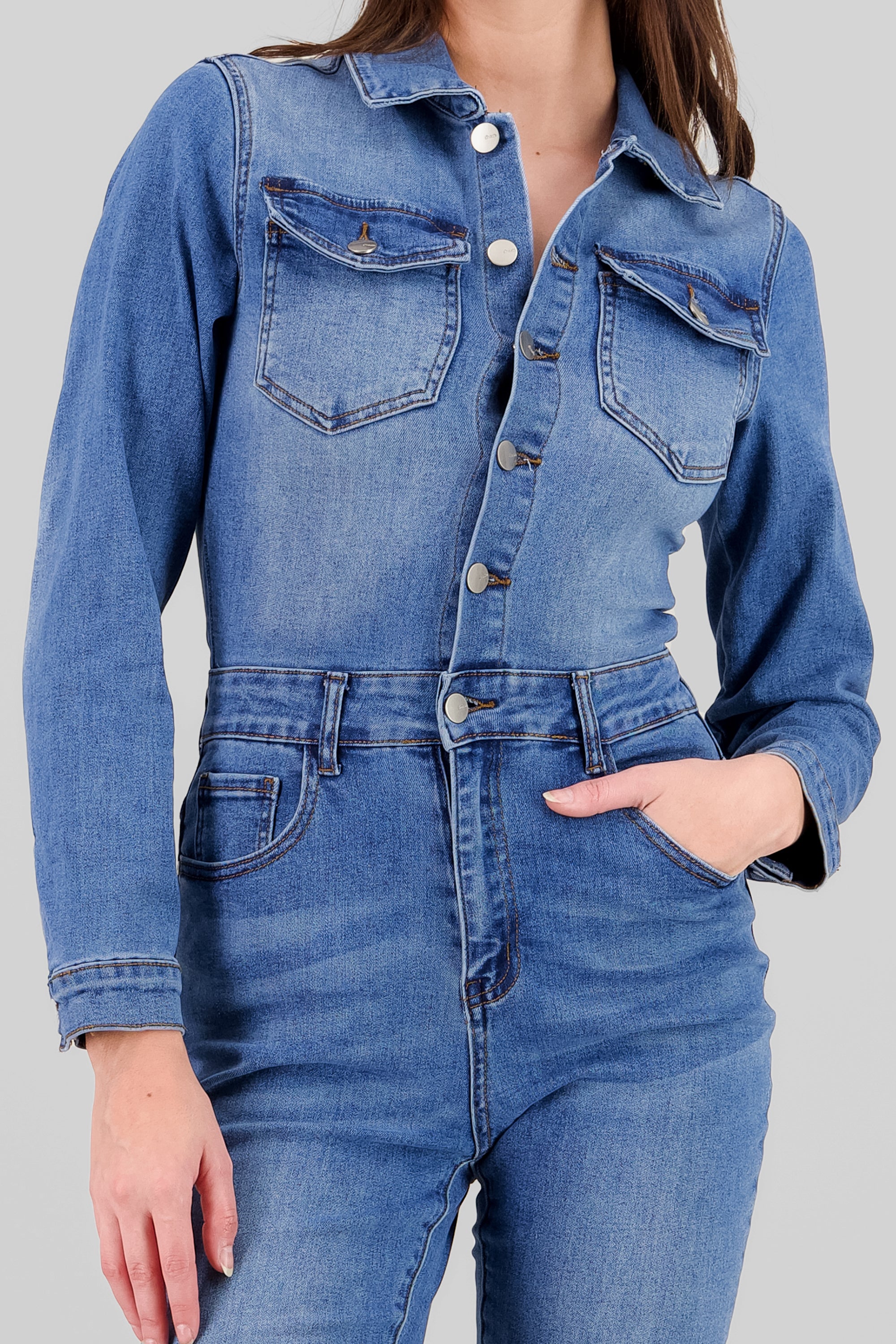 Overall slim denim MEDIUM WASH