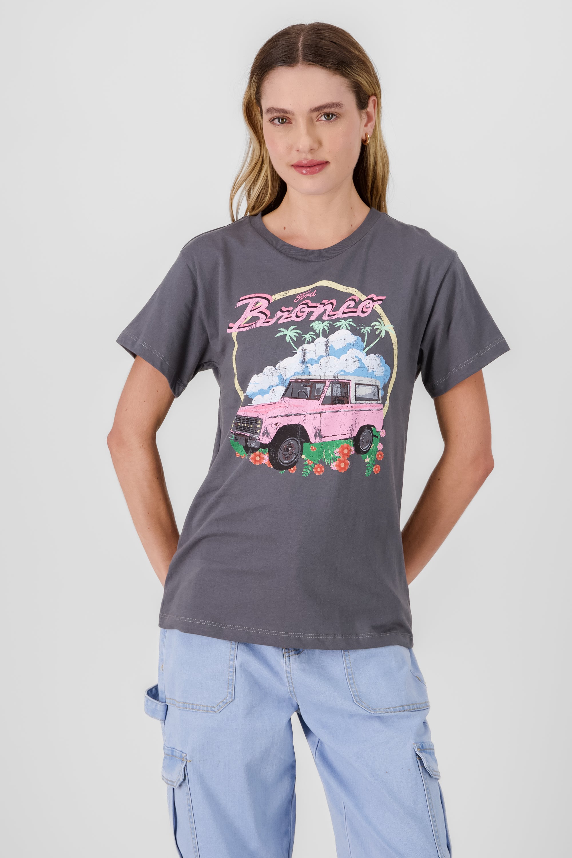 Playera bronco manga corta GRIS OBSCURO