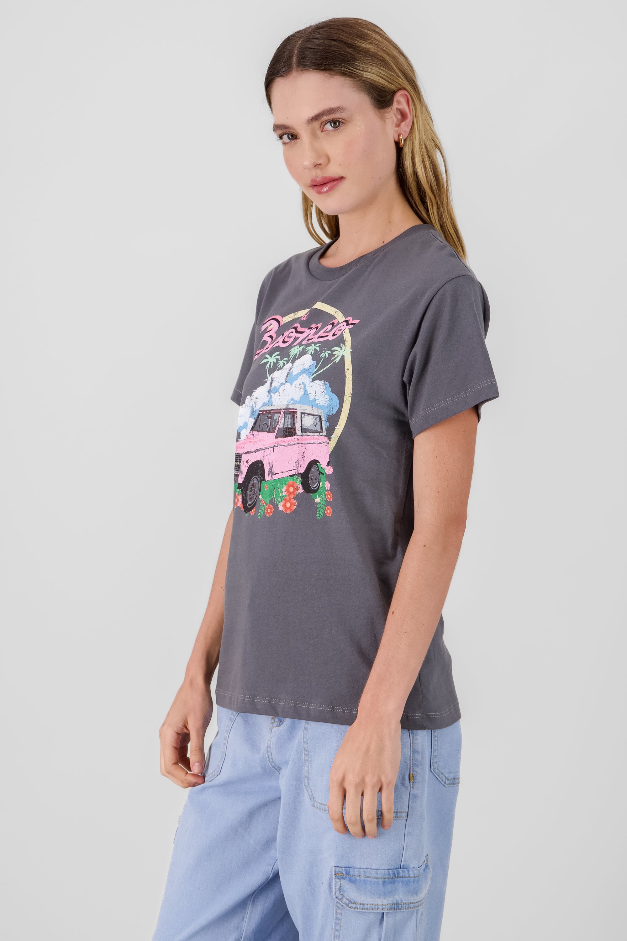 Playera bronco manga corta GRIS OBSCURO