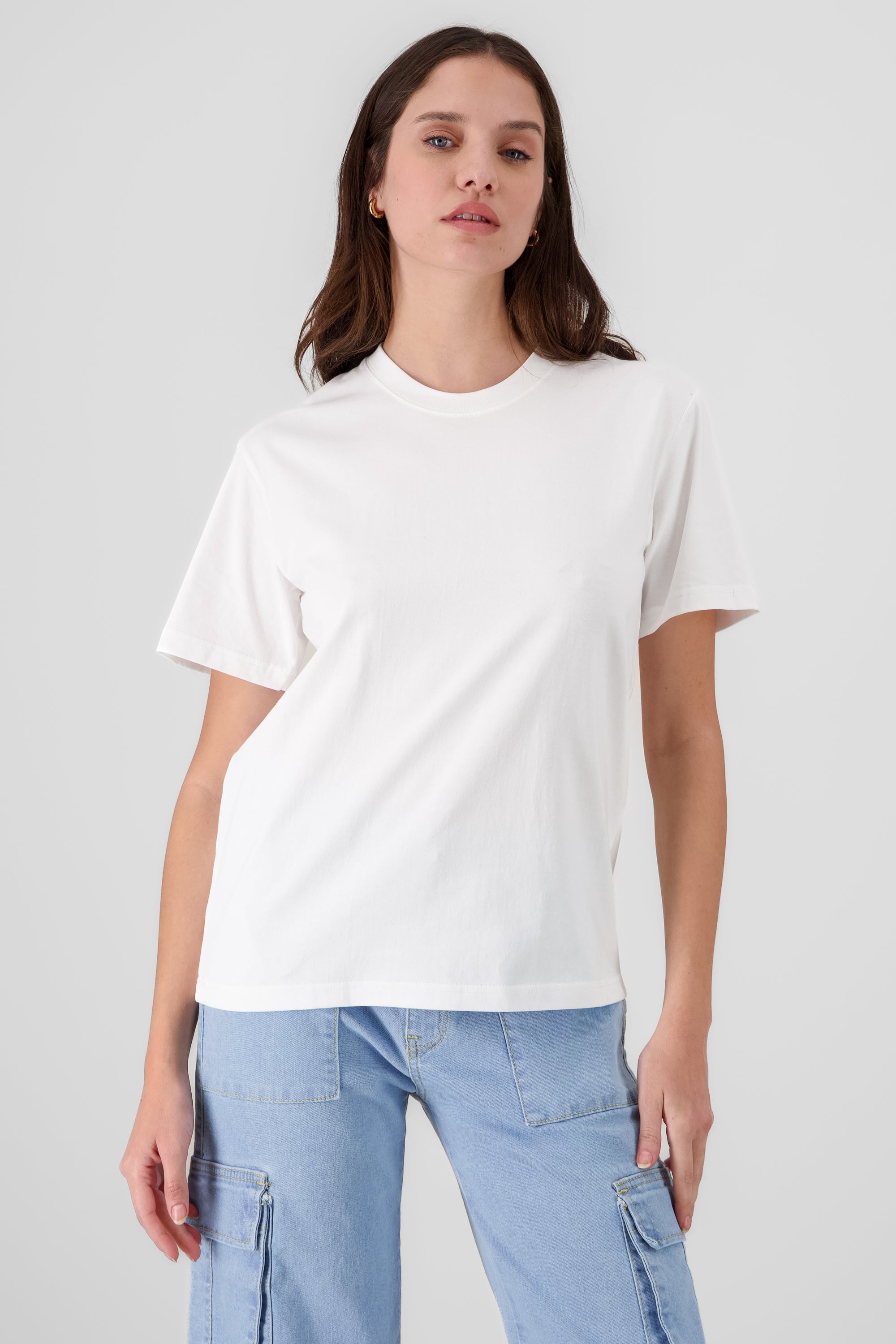 Playera esencial fit amplio algodon BLANCO