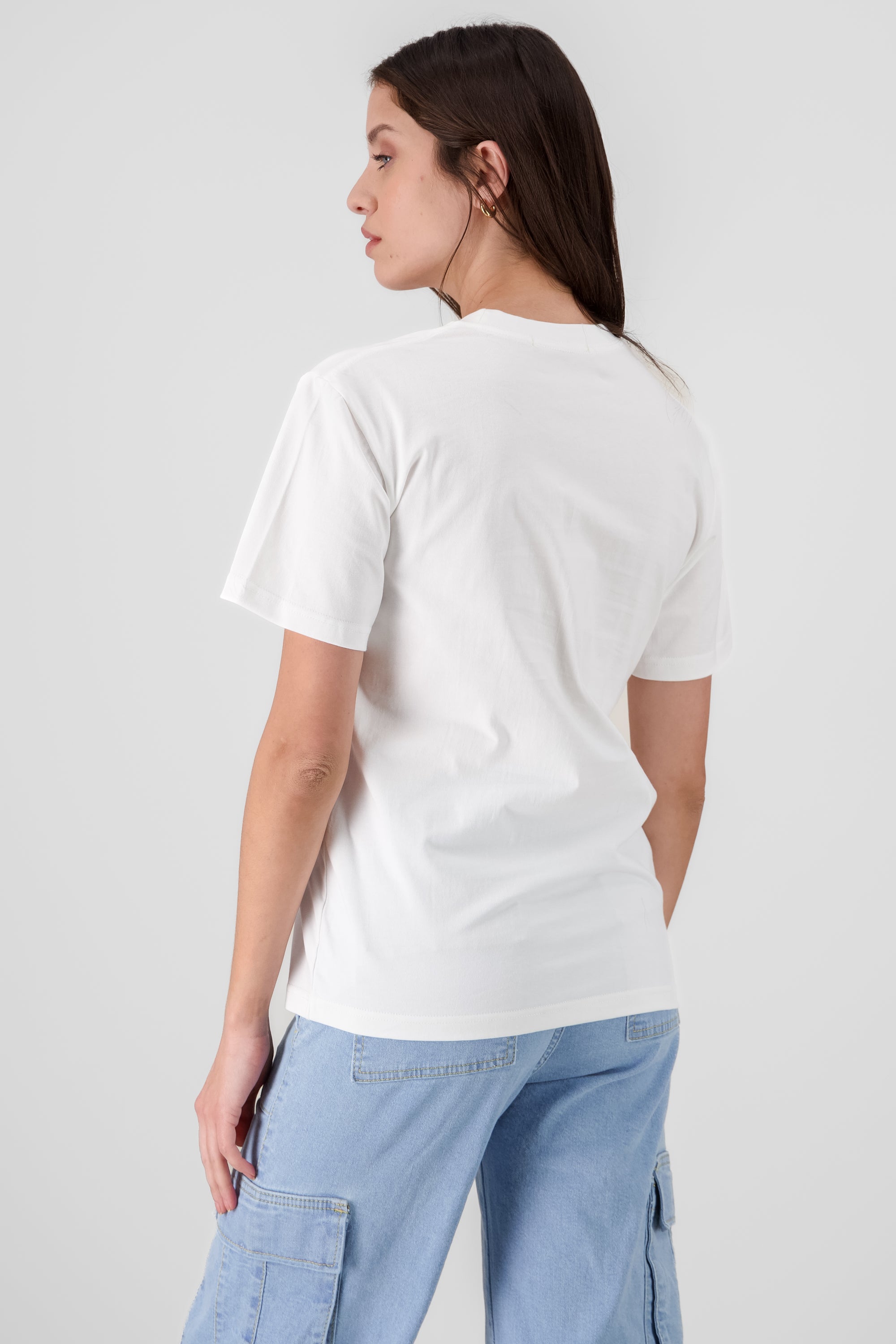 Playera esencial fit amplio algodon BLANCO