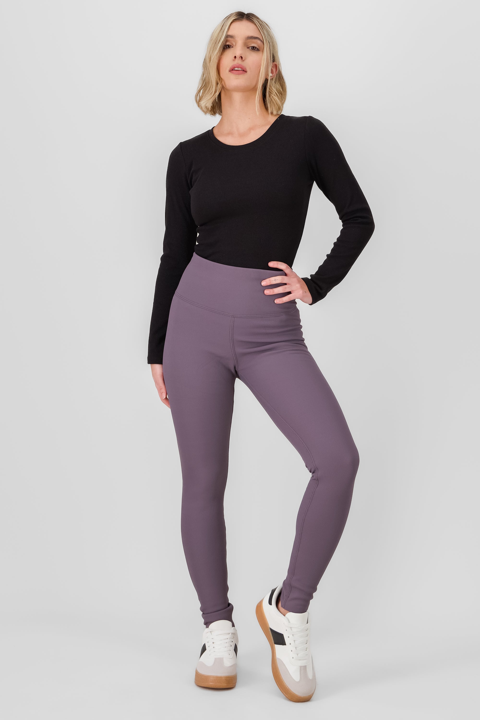 Leggings con peluche lisos MORADO