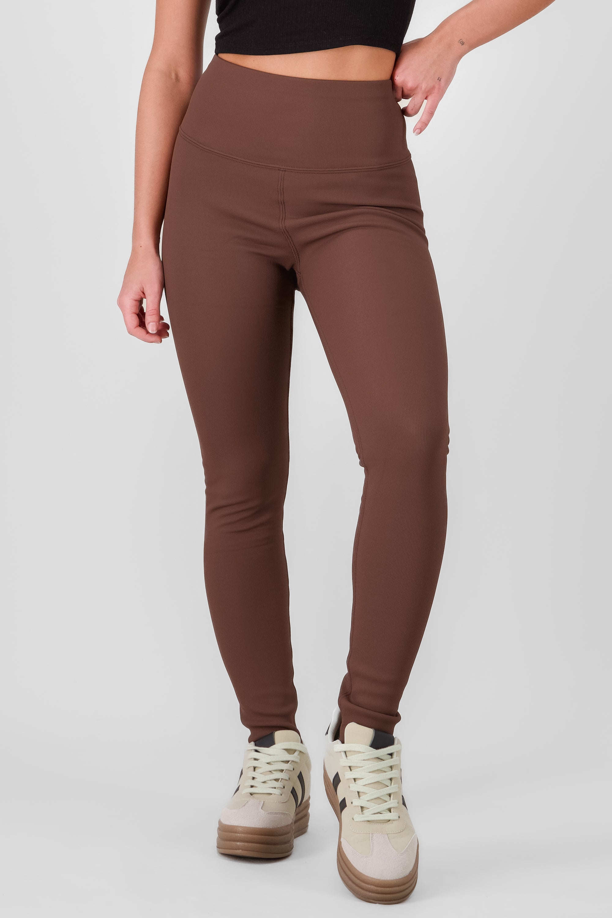 Leggings con peluche lisos CAFE