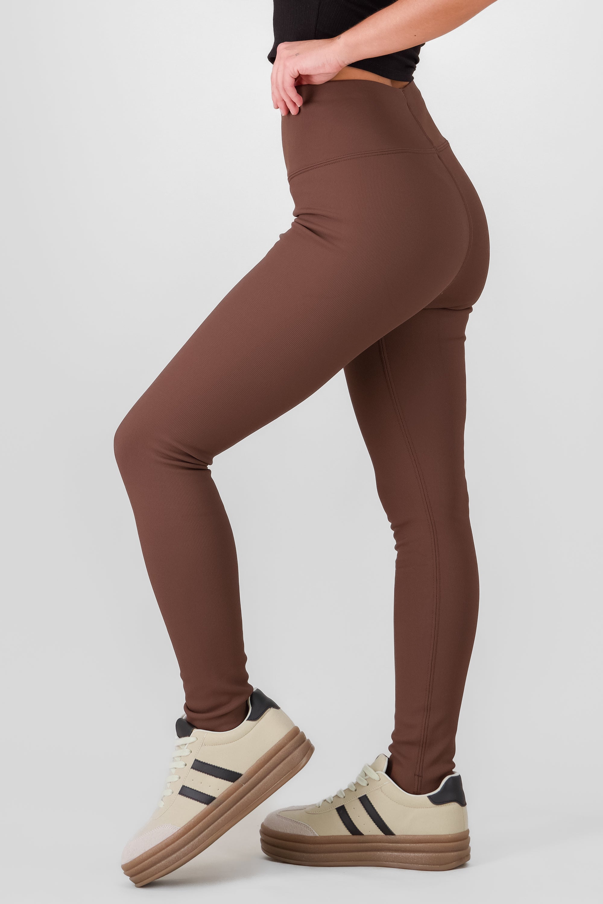 Leggings con peluche lisos CAFE