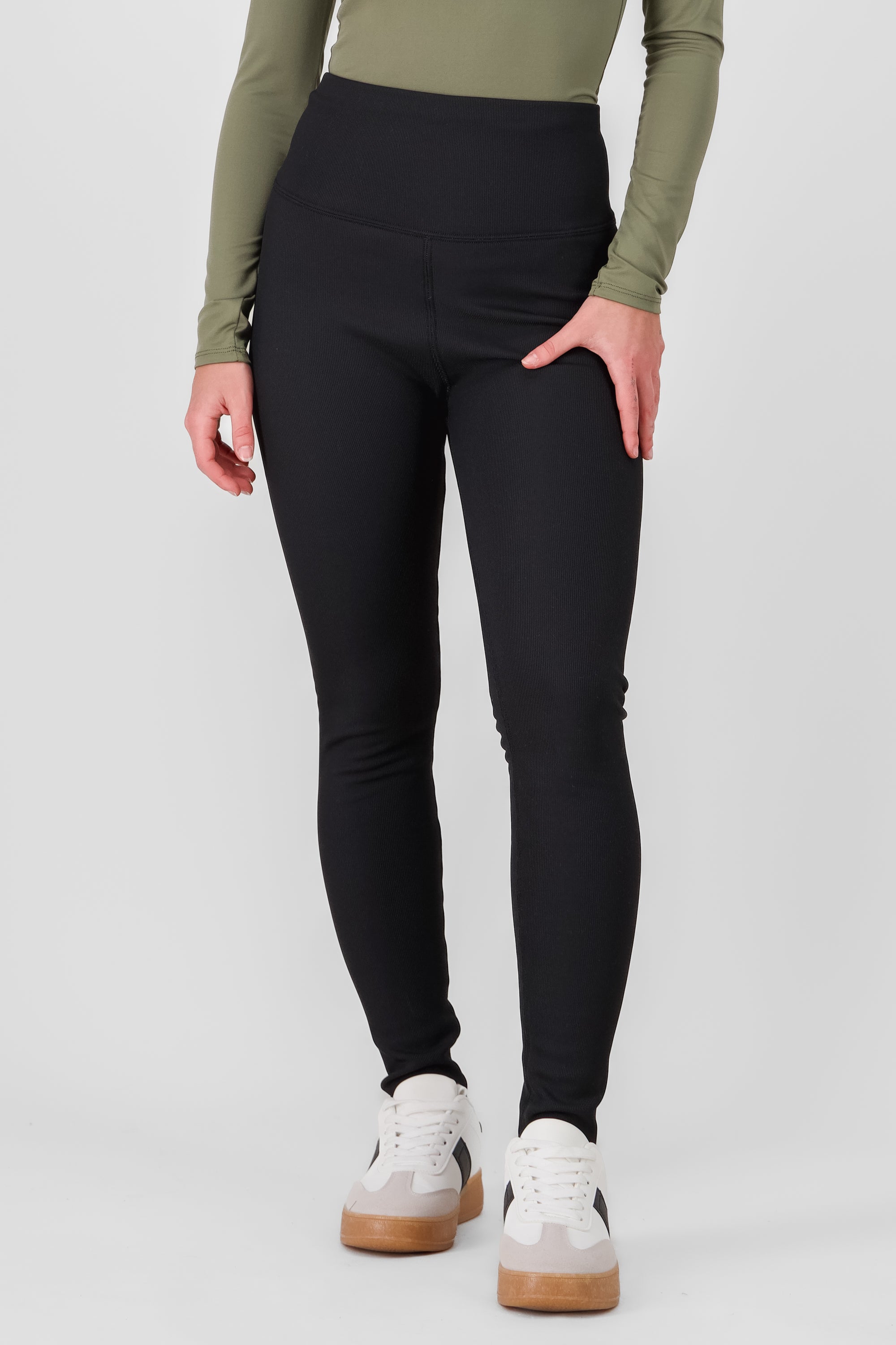 Leggings con peluche lisos NEGRO