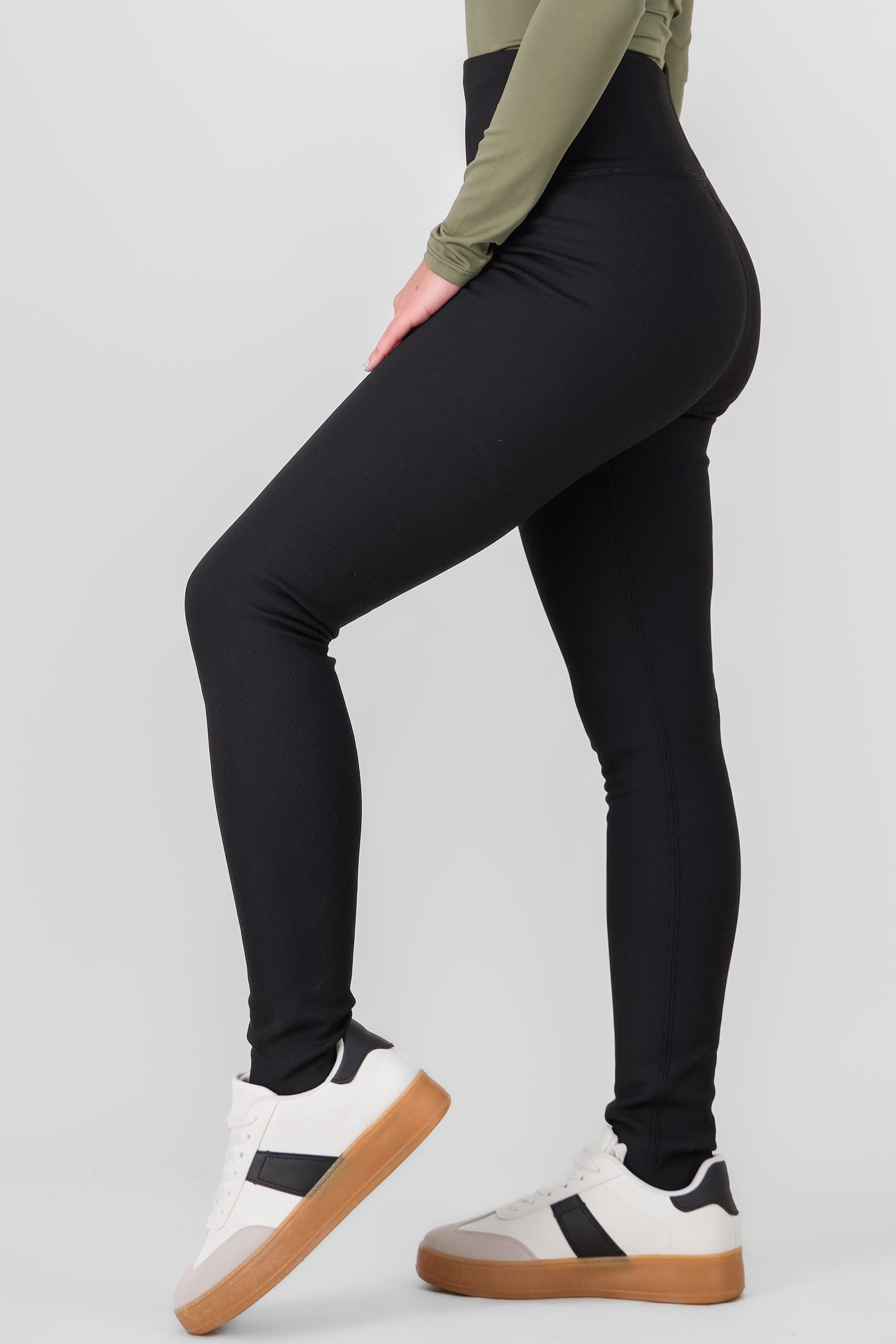 Leggings con peluche lisos NEGRO