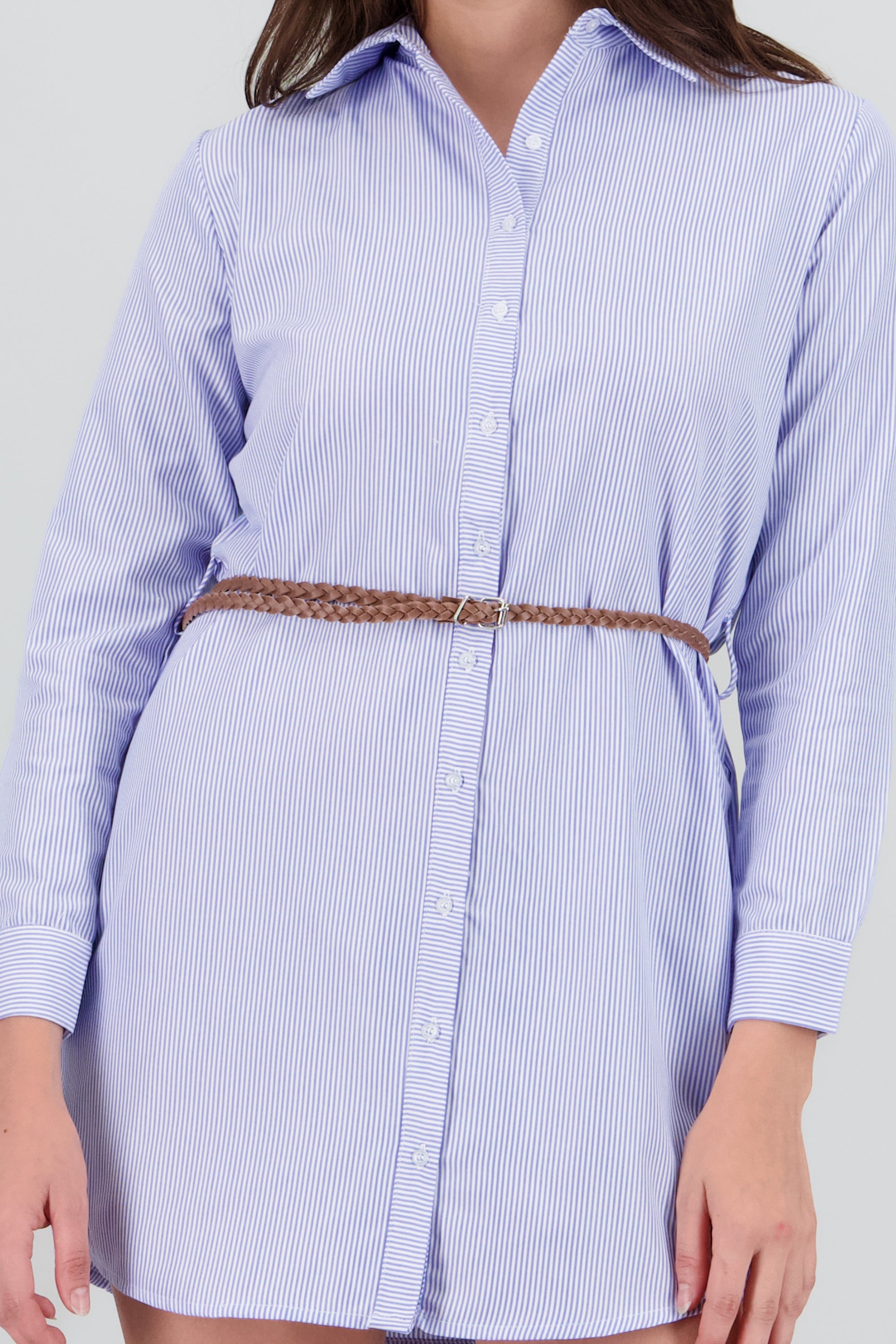 Vestido camisero detalle cinturon AZUL