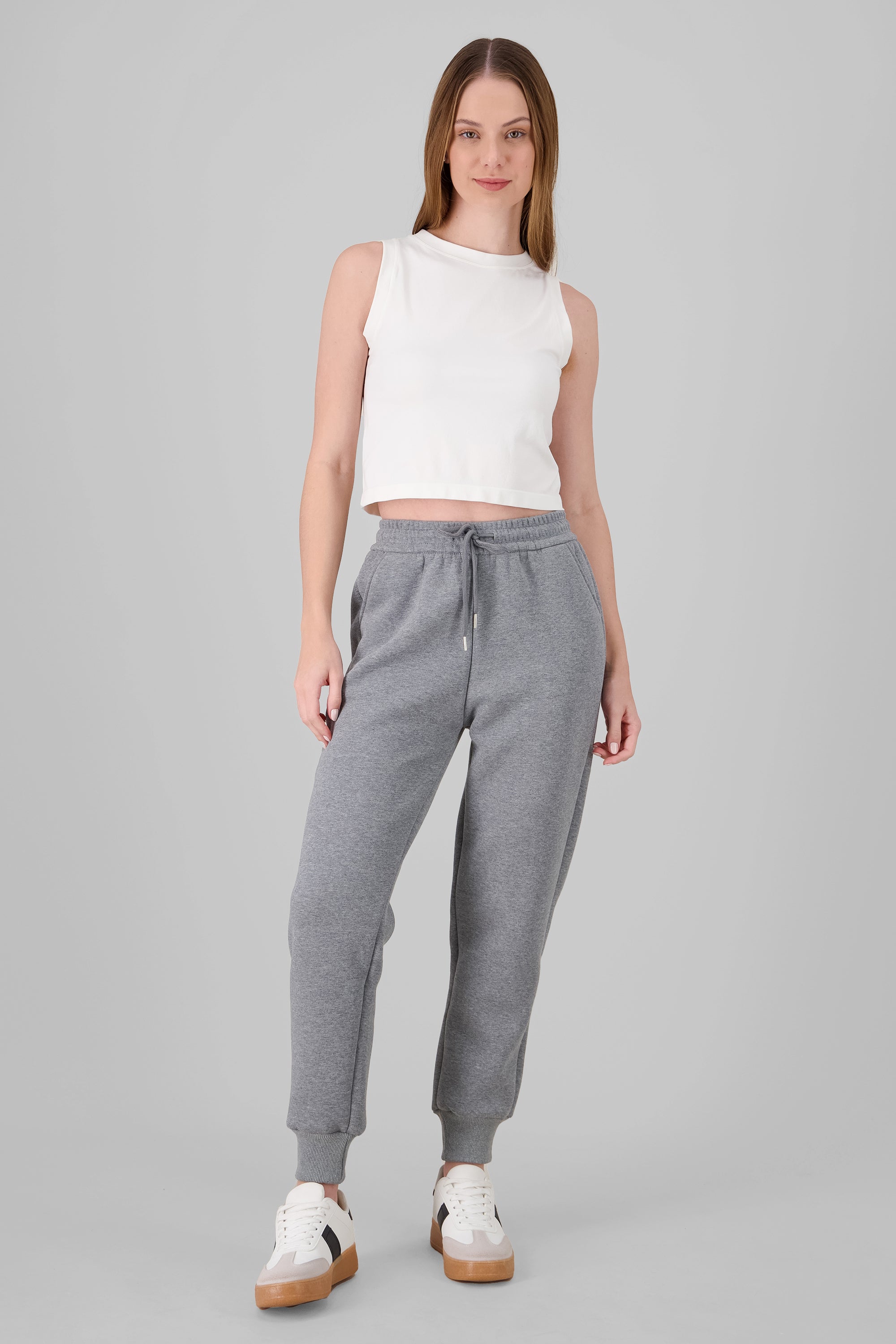 Pants con peluche joggers lisos GRIS CLARO