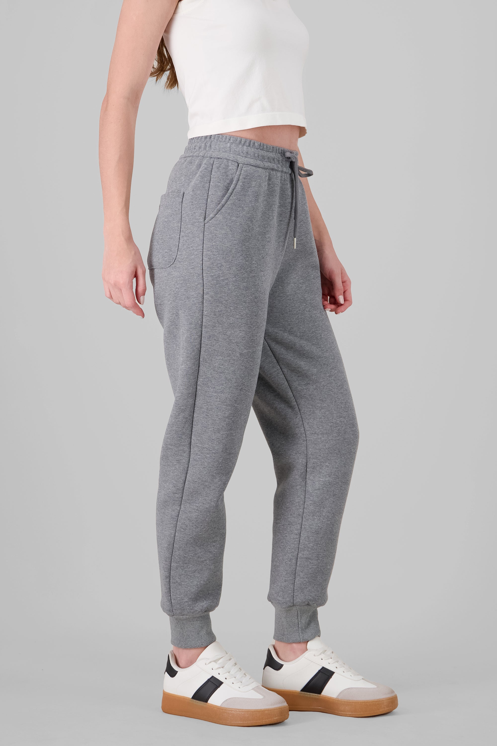 Pants con peluche joggers lisos GRIS CLARO