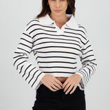 Sueter tejido cuello polo rayas