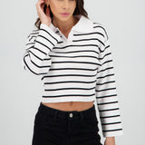 Sueter tejido cuello polo rayas