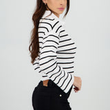 Sueter tejido cuello polo rayas