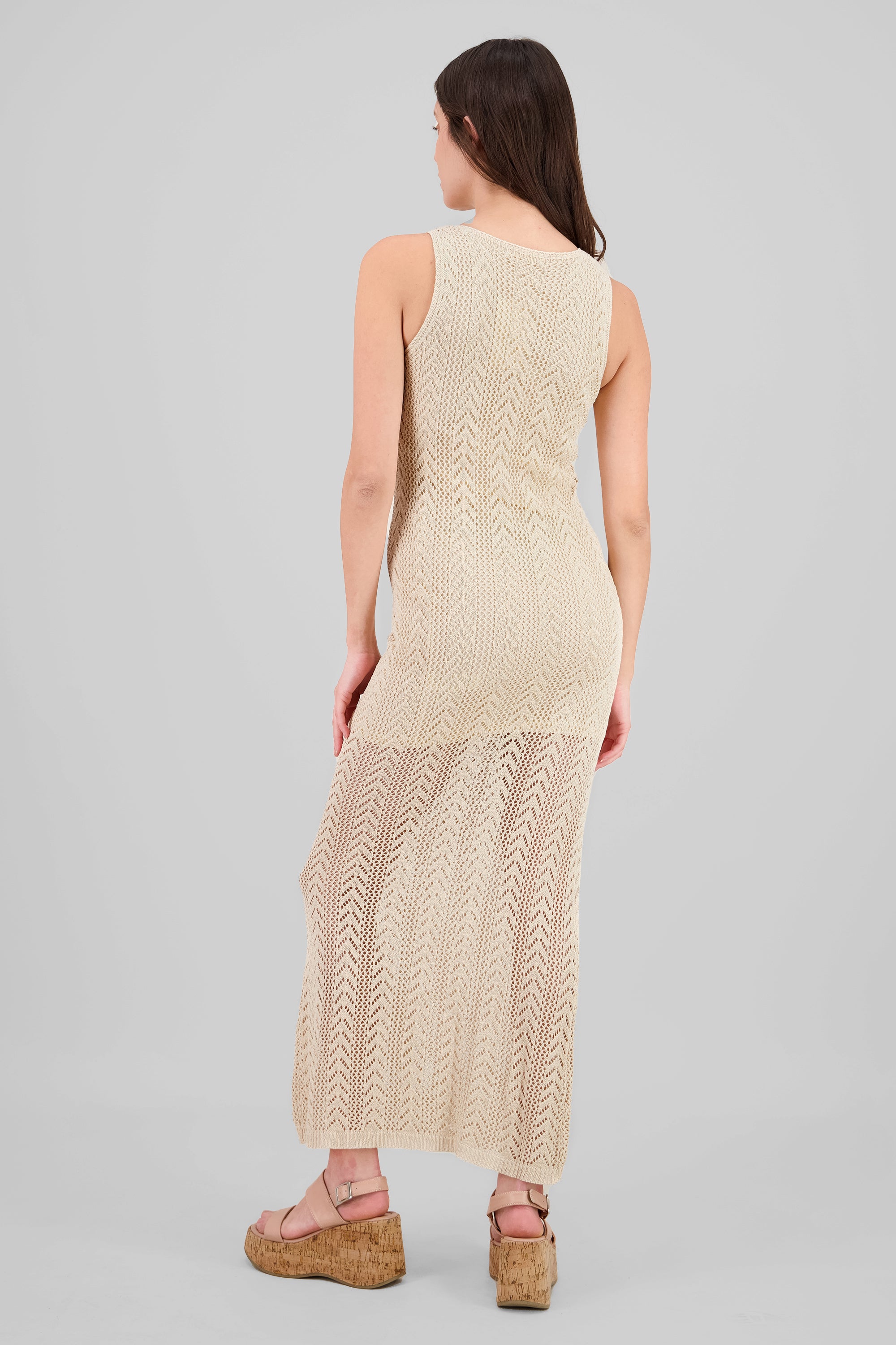 Maxi vestido tejido BEIGE