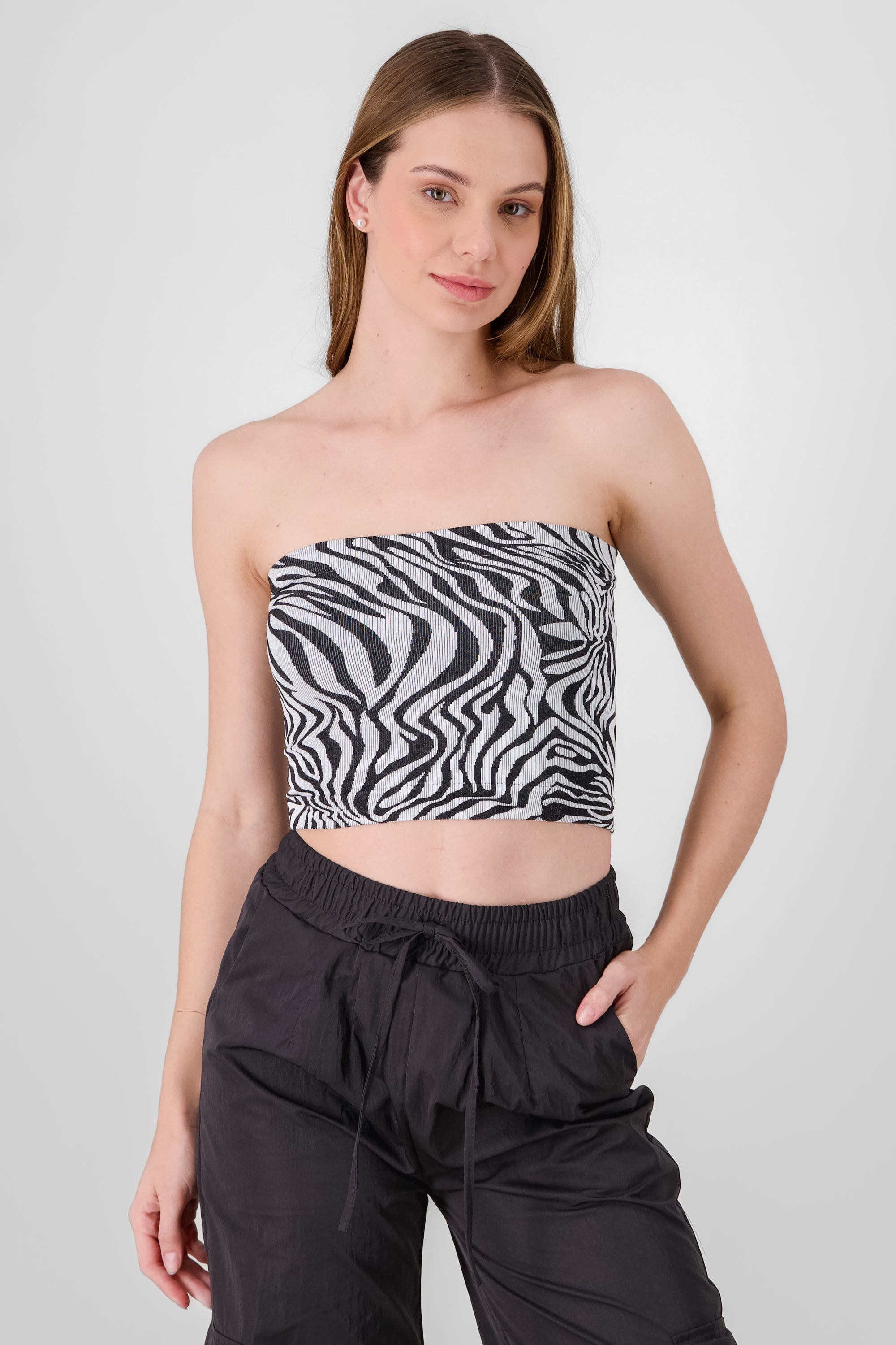 Top tubo seamless animal print NEGRO COMBO