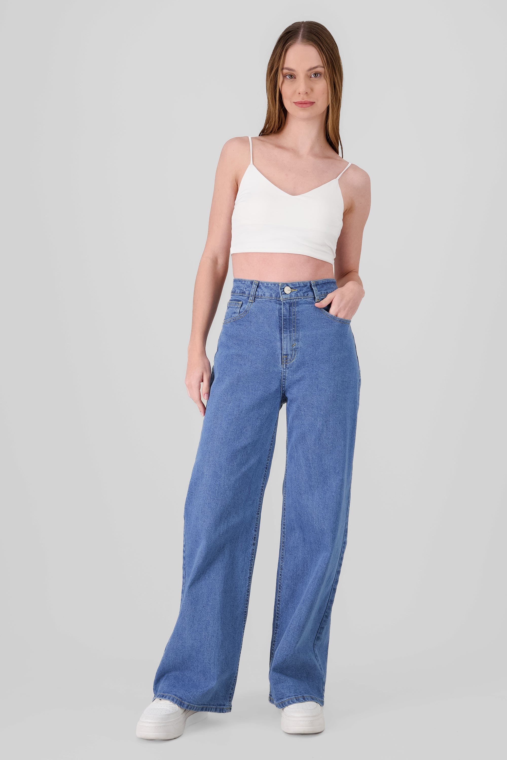 Jeans wide leg cintura media MEDIUM WASH