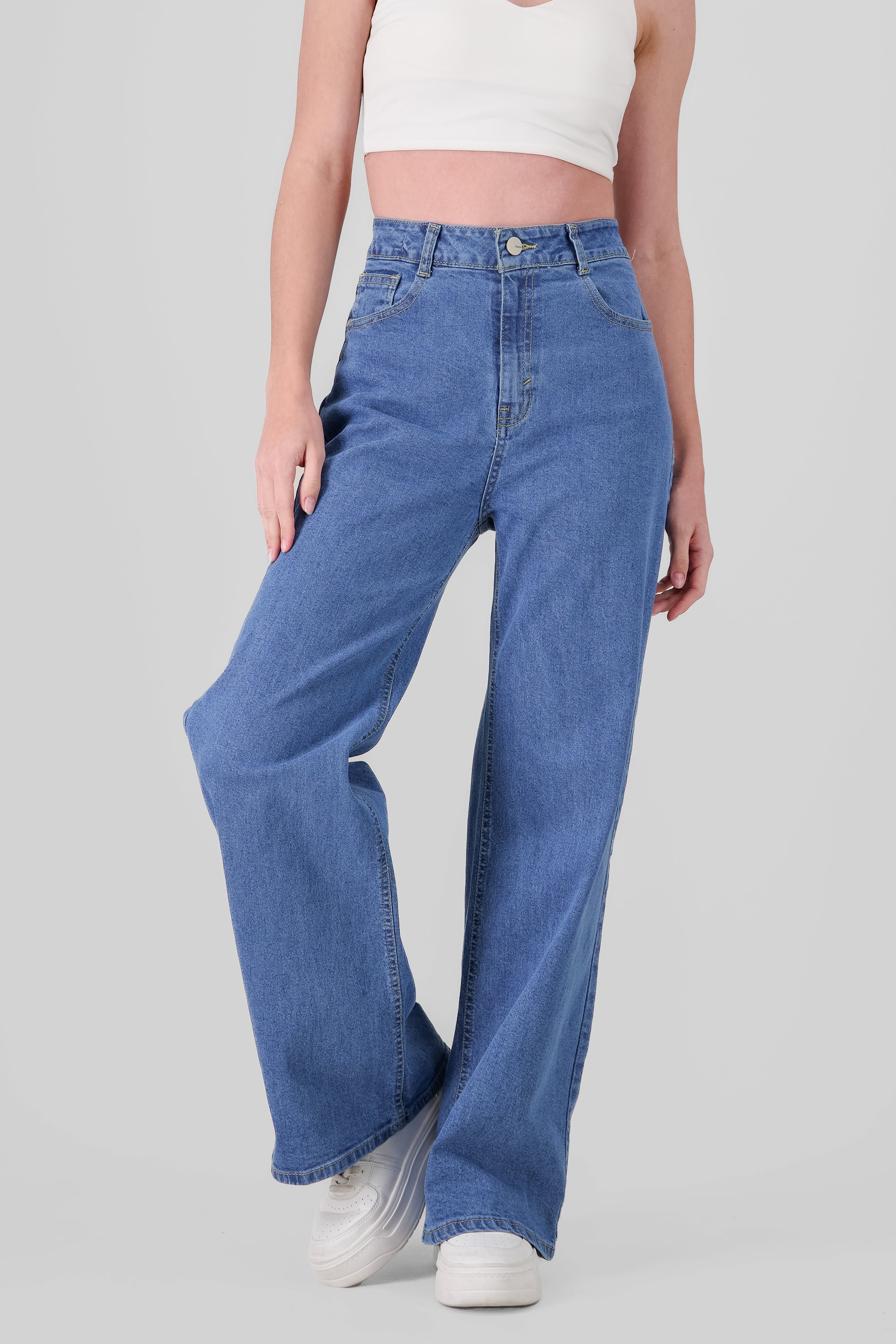 Jeans wide leg cintura media MEDIUM WASH