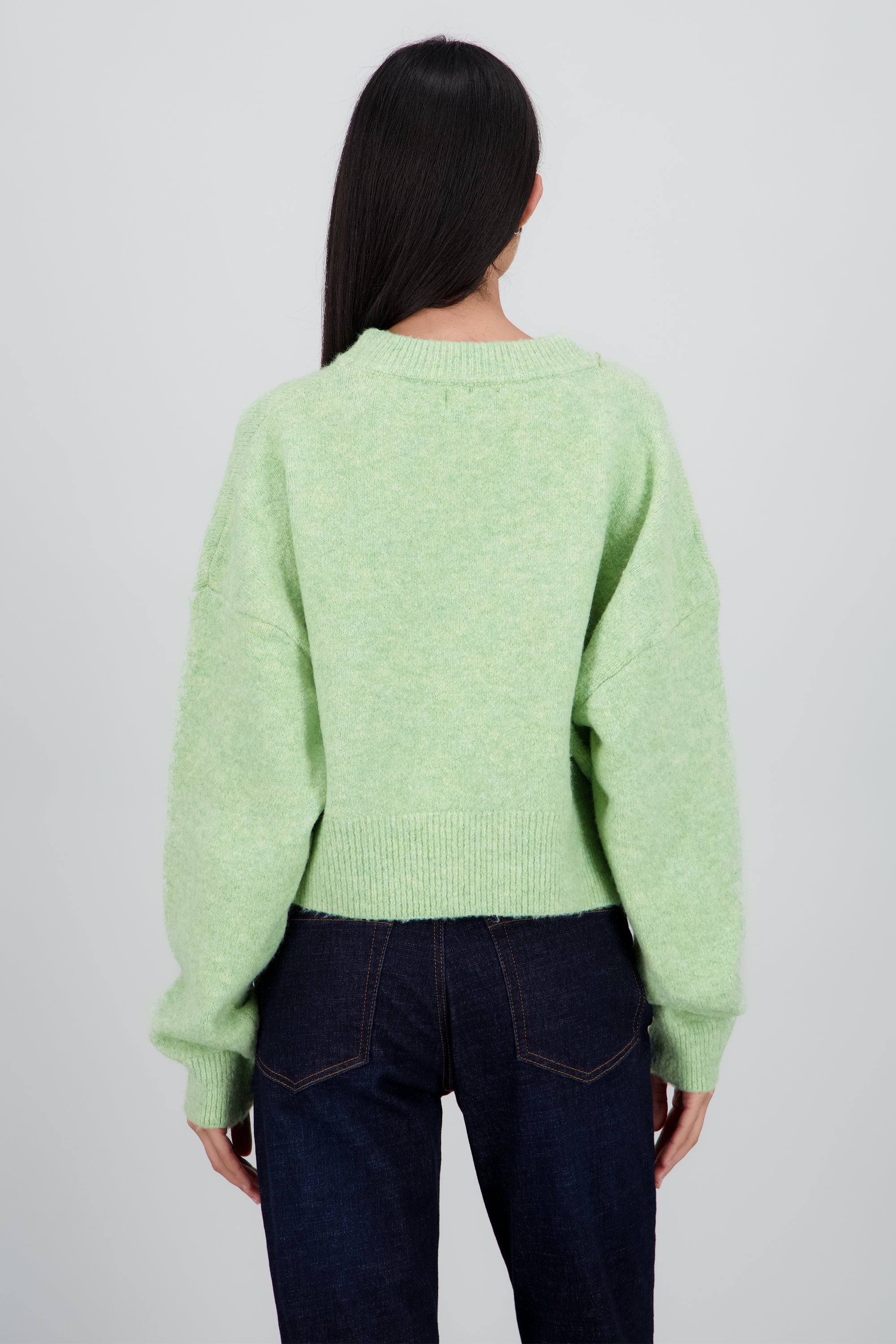 Sueter de cuello redondo manga larga suave SAGE
