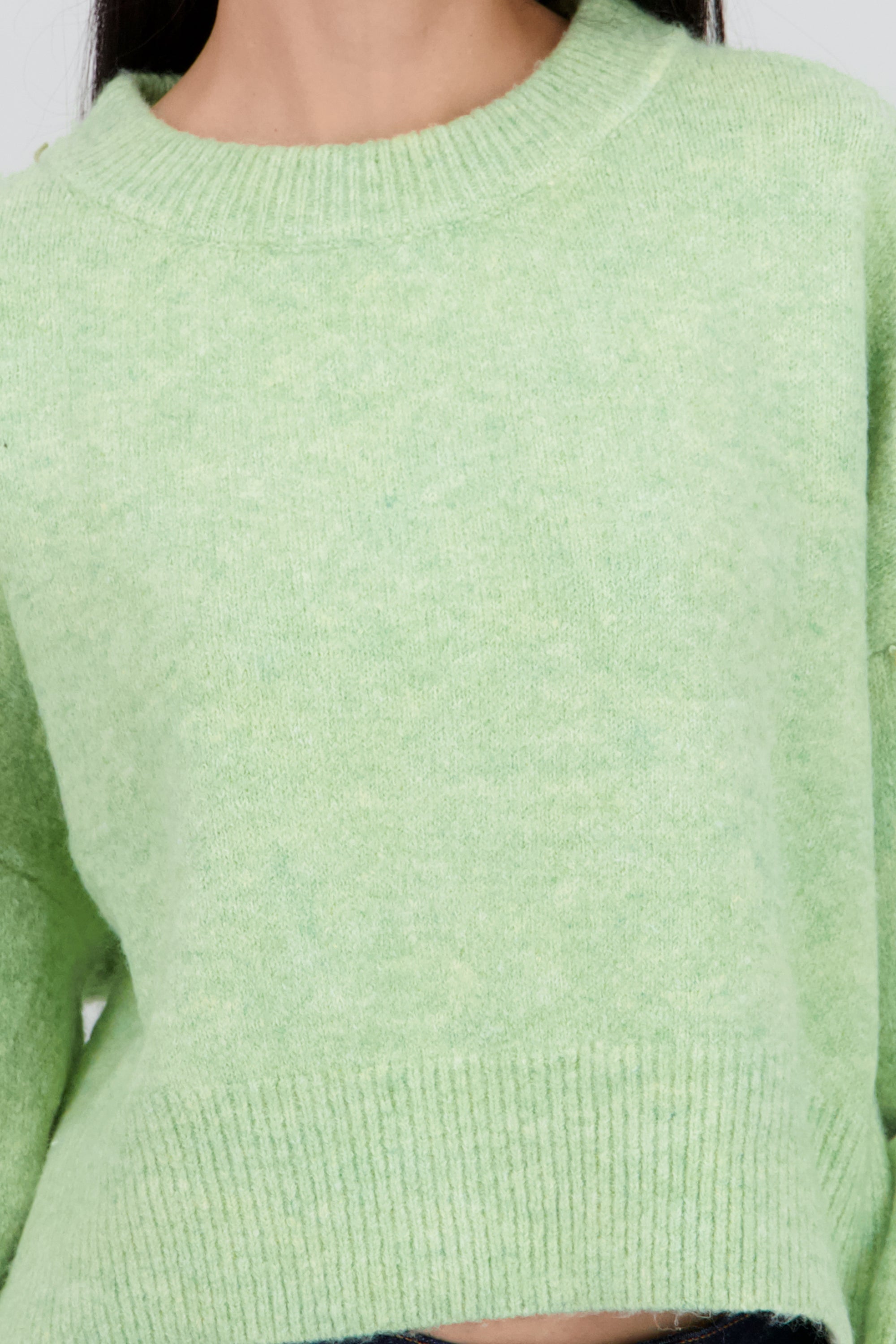 Sueter de cuello redondo manga larga suave SAGE