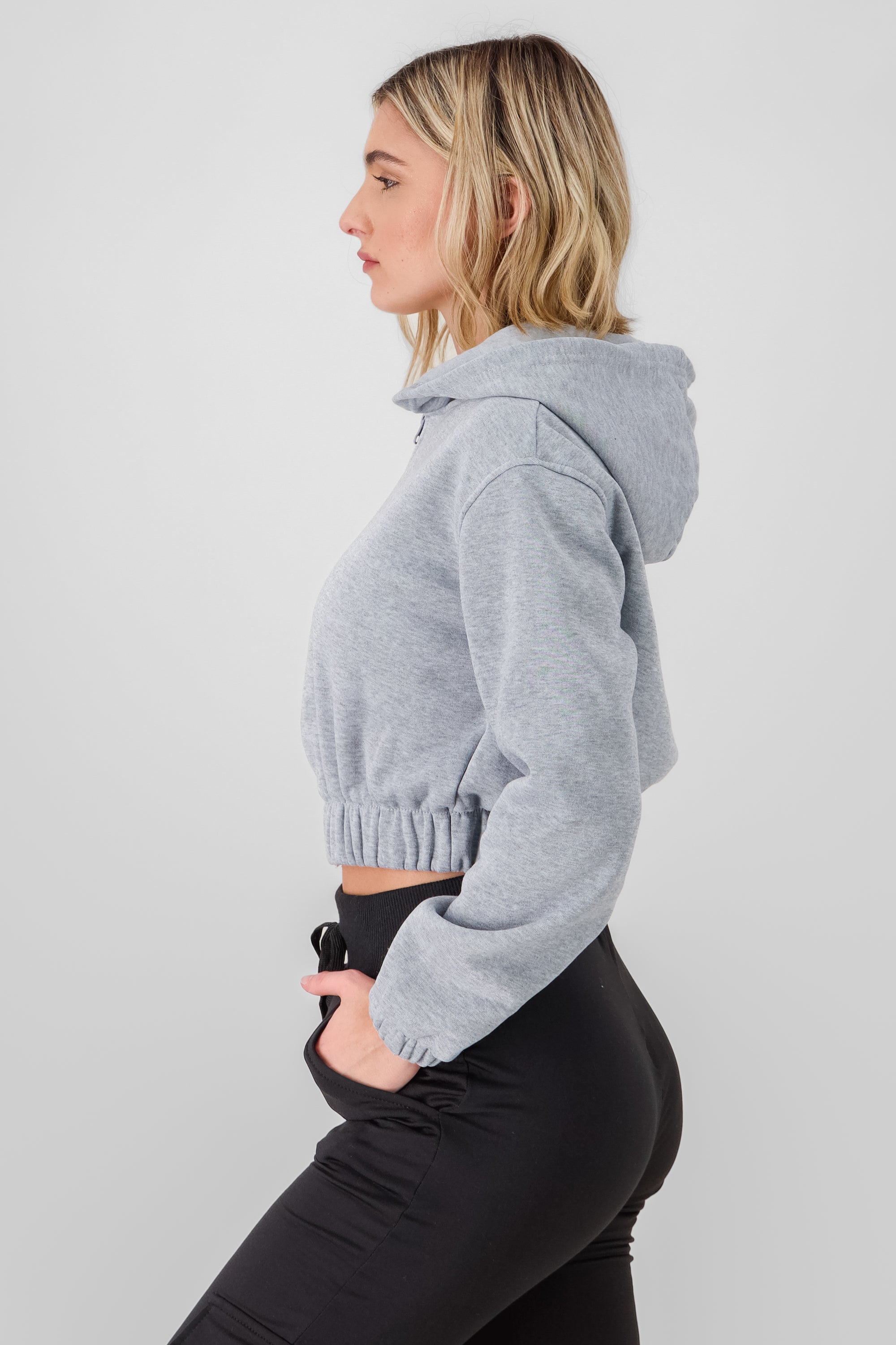 Sudadera lisa corts con cierre GRIS