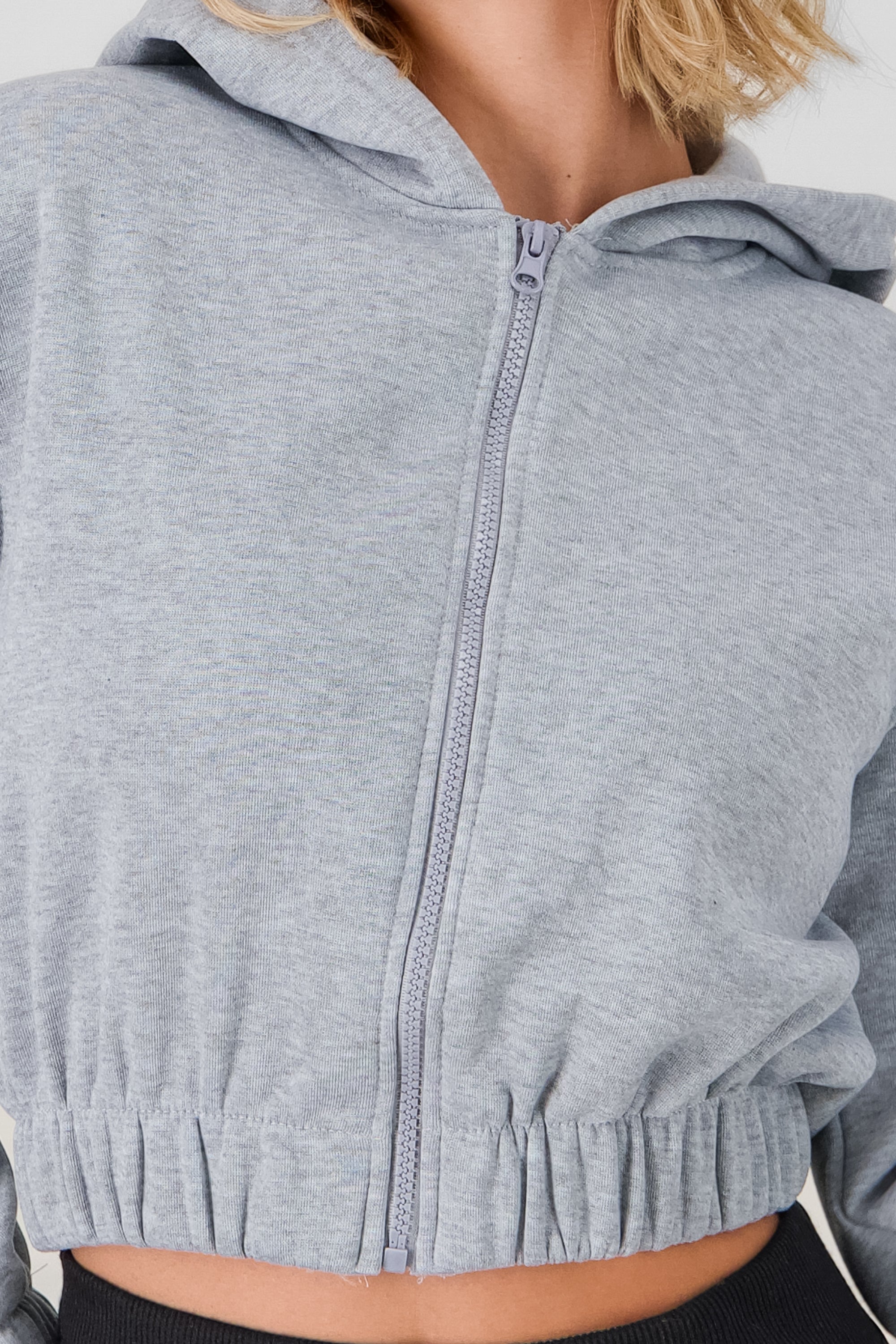 Sudadera lisa corts con cierre GRIS