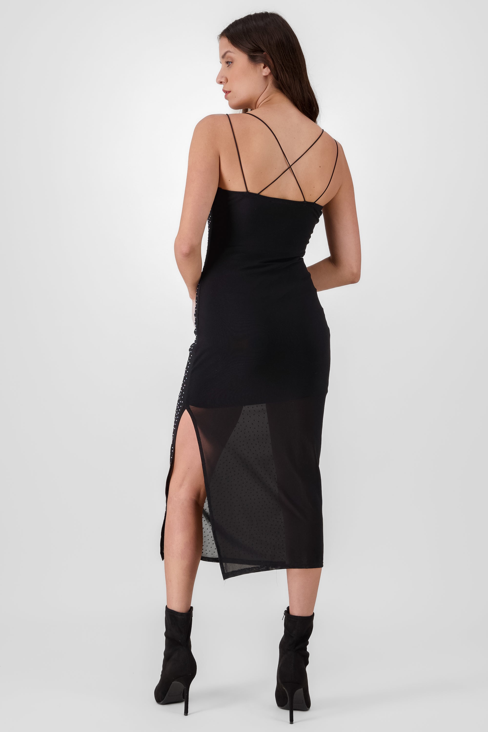 Vestido bodycon con brillos maxi NEGRO