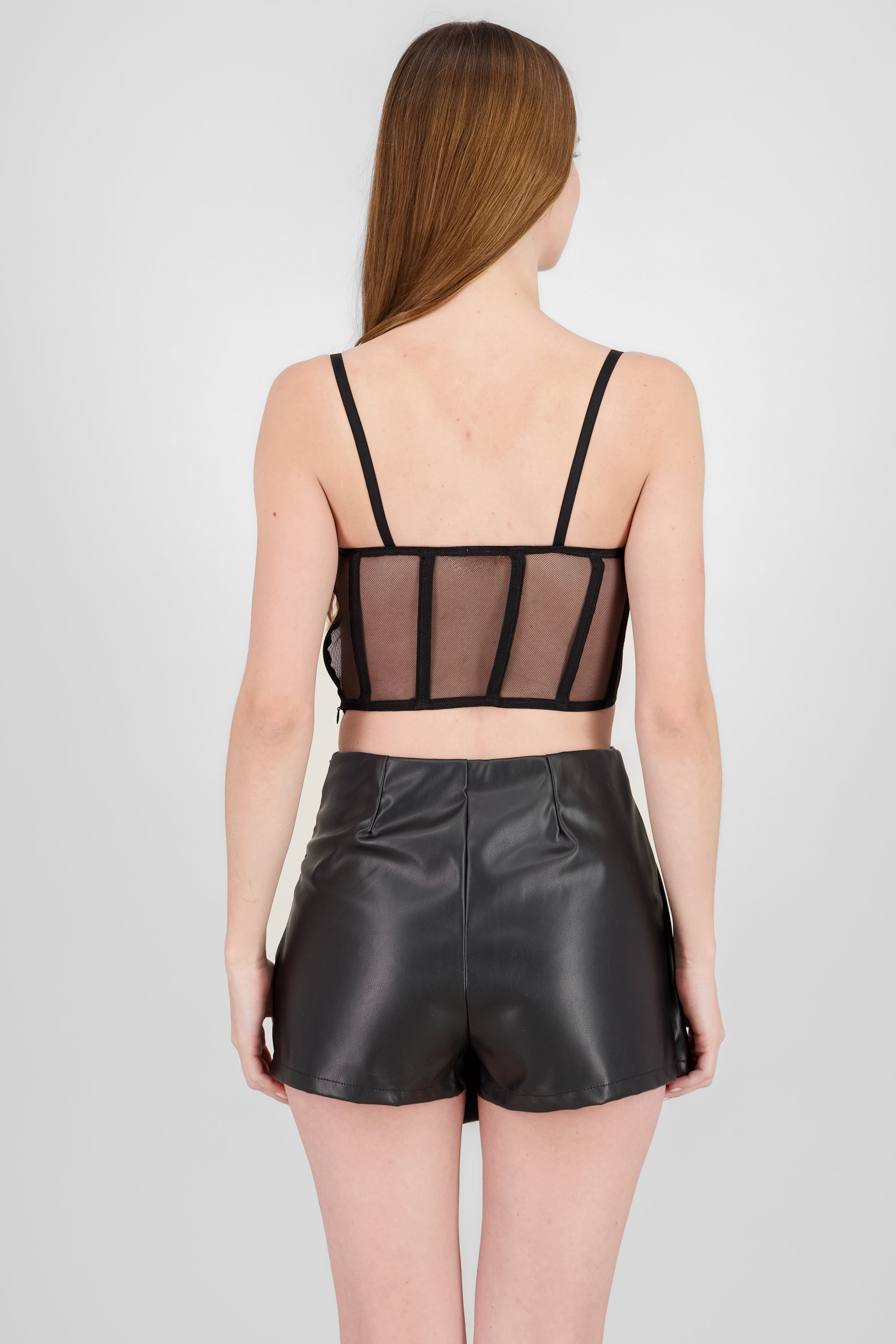 Corset con copas mesh NEGRO