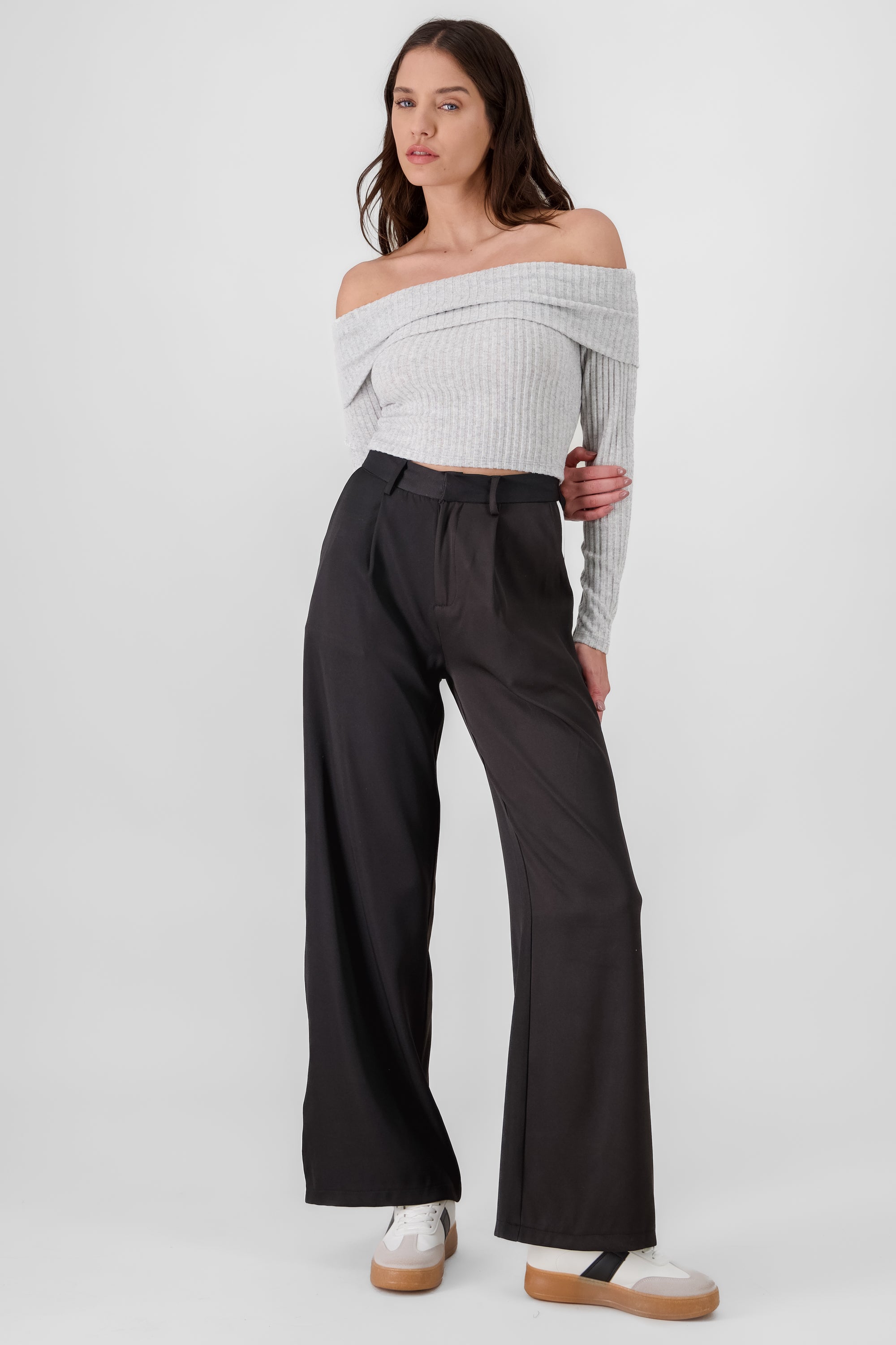 Pantalon vestir con rayas contraste NEGRO