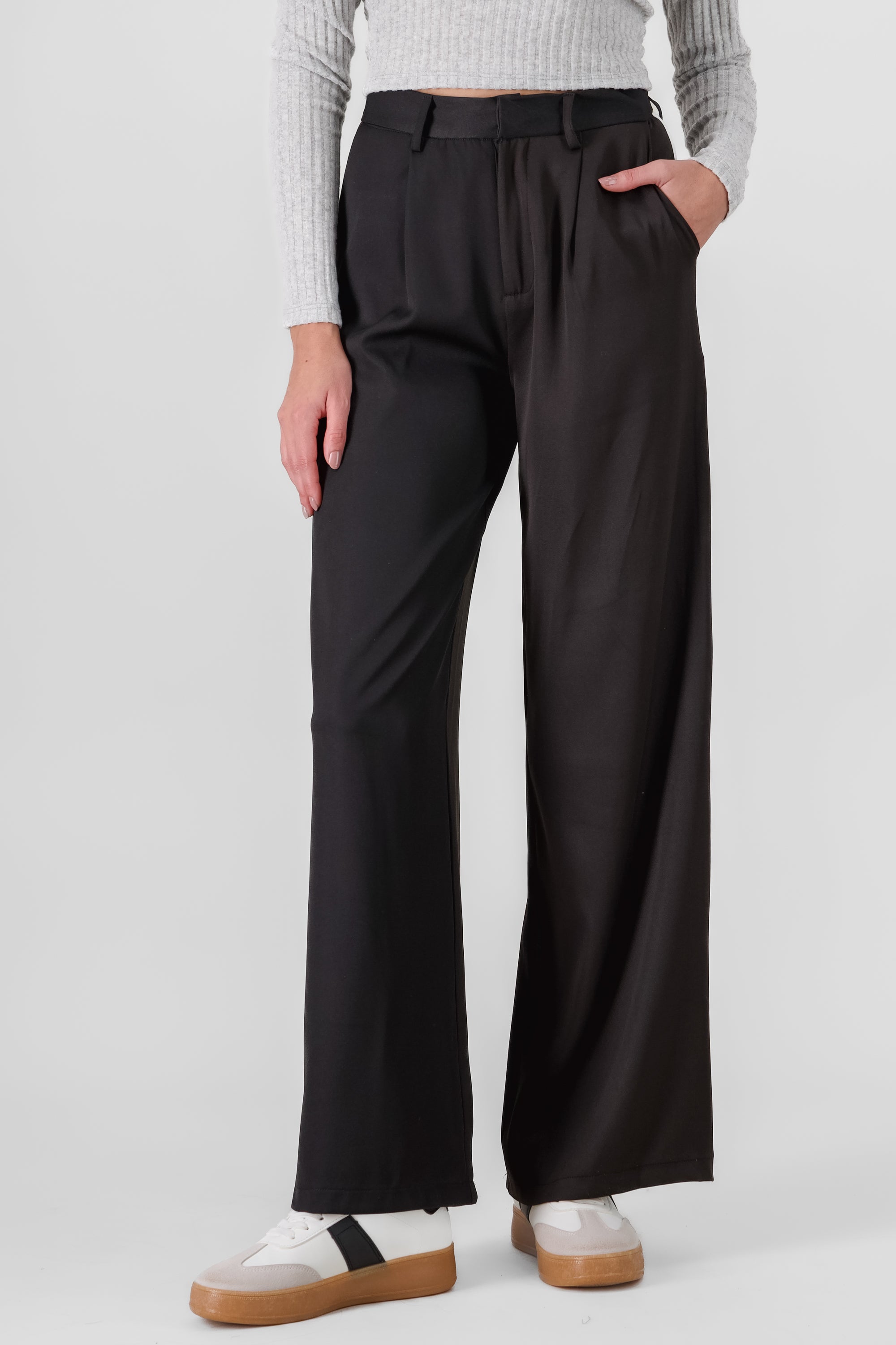 Pantalon vestir con rayas contraste NEGRO