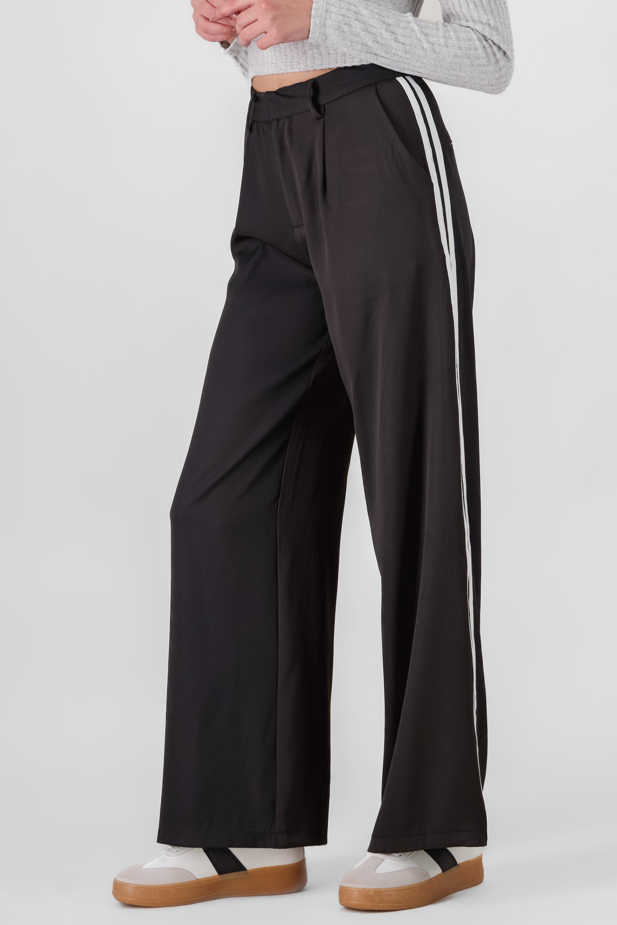 Pantalon vestir con rayas contraste NEGRO