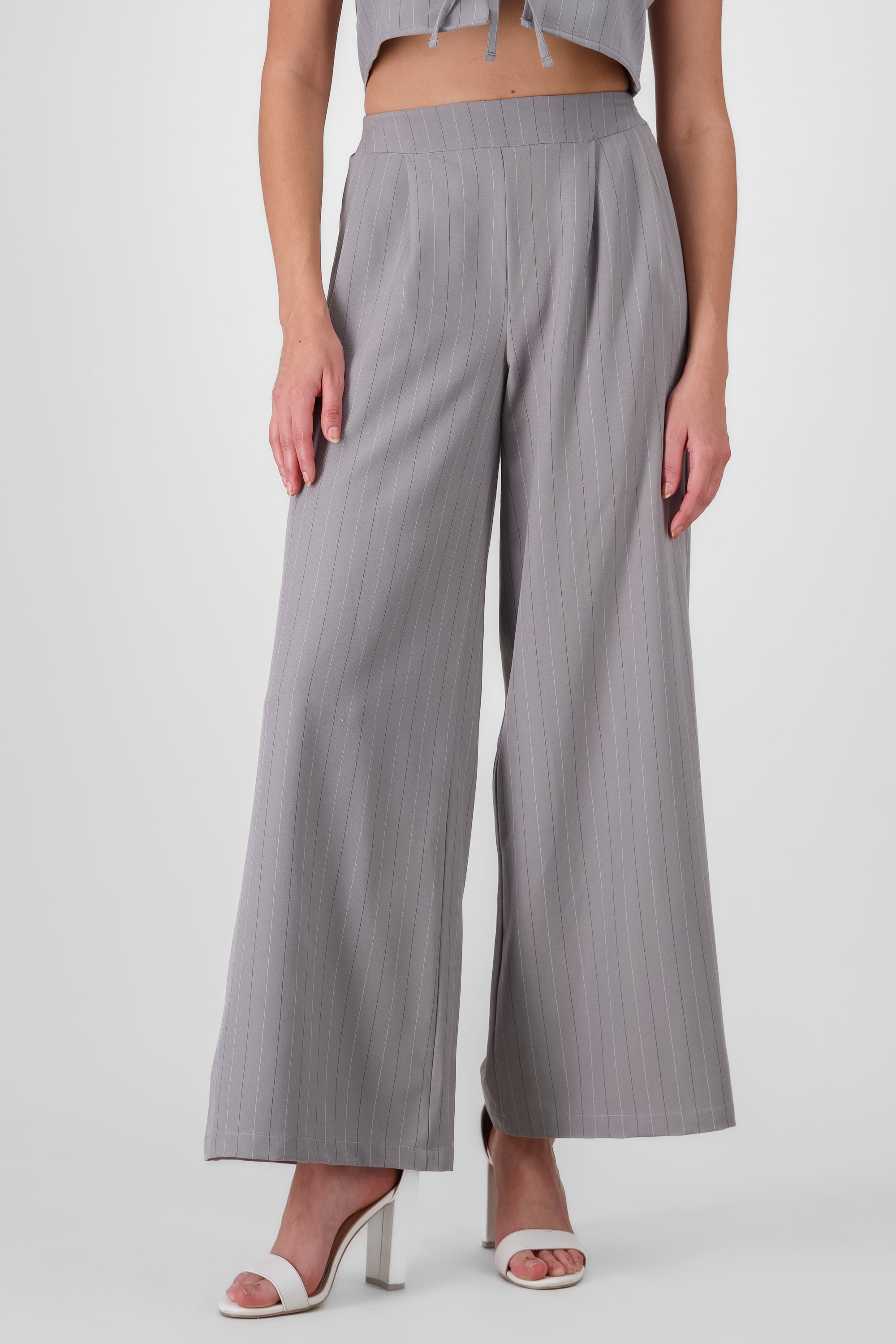 PANTALON AMPLIO SASTRE RAYAS GRIS COMBO