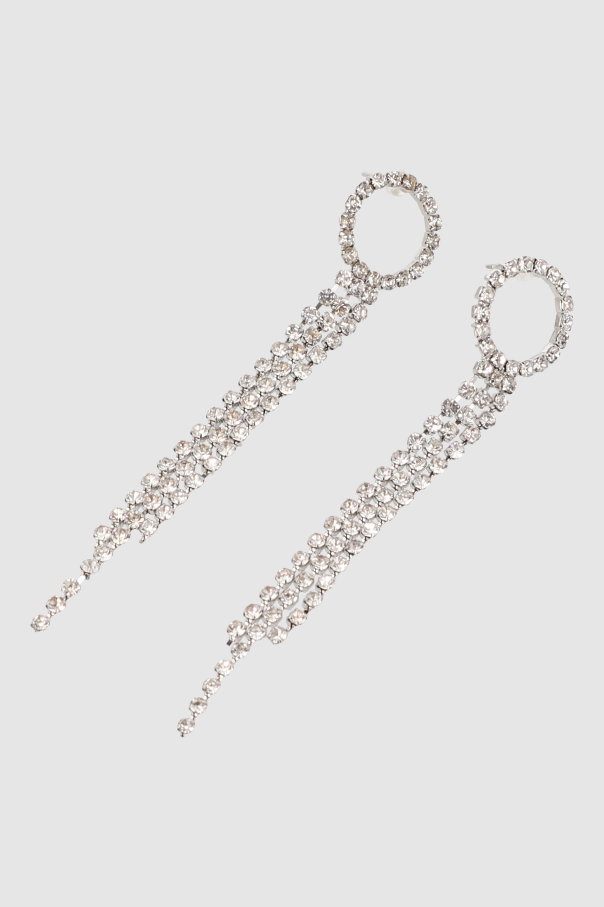 Aretes circulo brillos colgantes PLATA