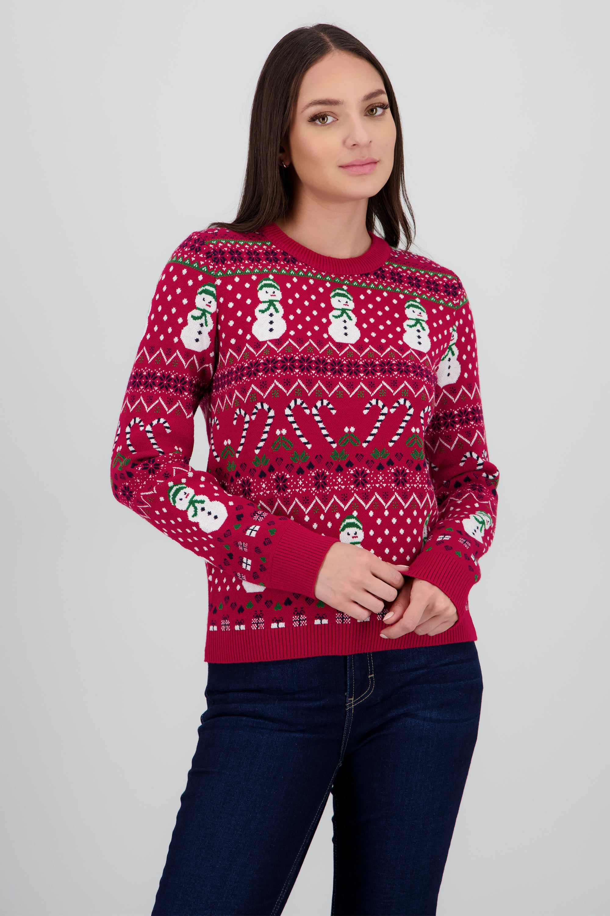 Sueter navideño muñecos y dulcer ROJO COMBO