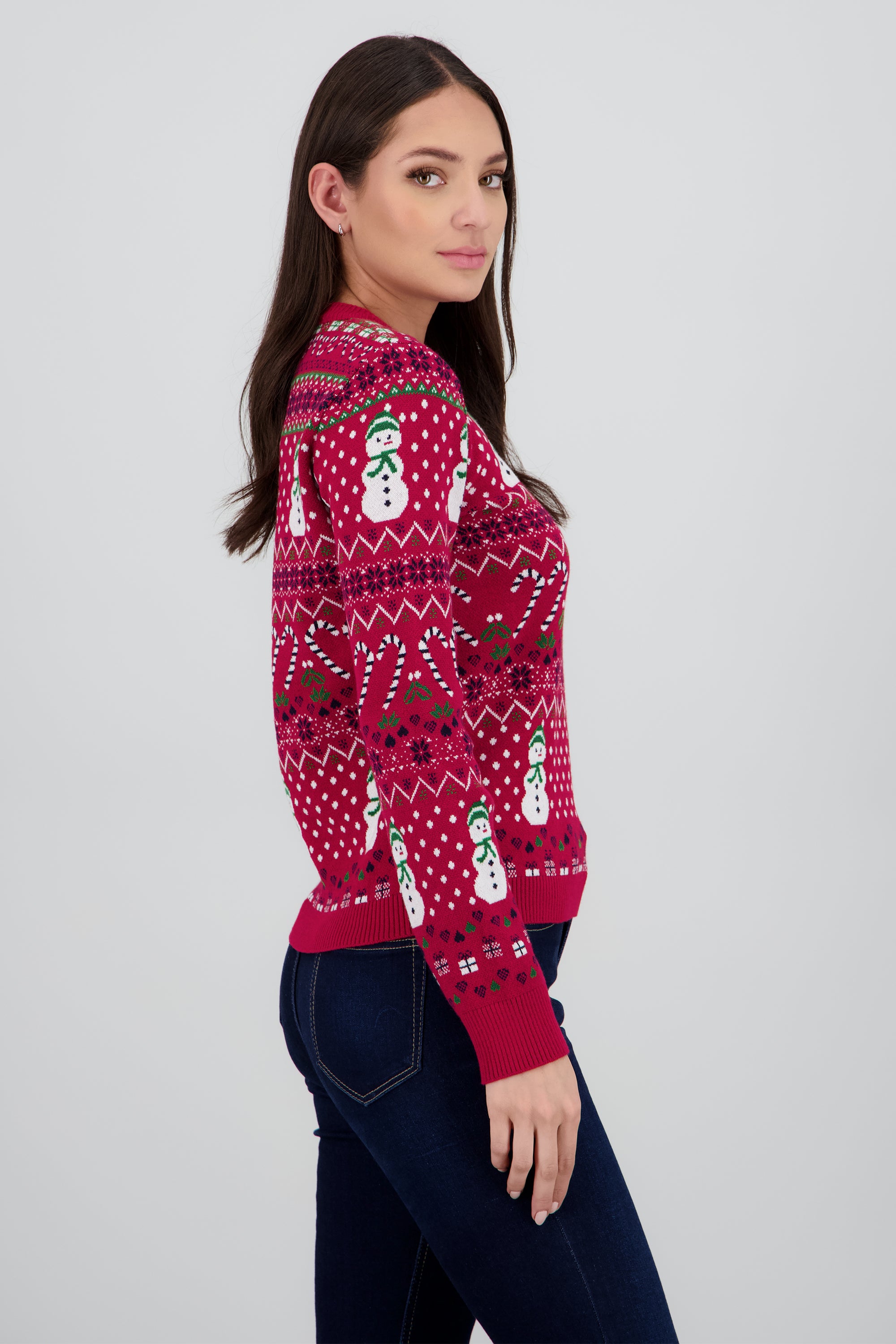 Sueter navideño muñecos y dulcer ROJO COMBO