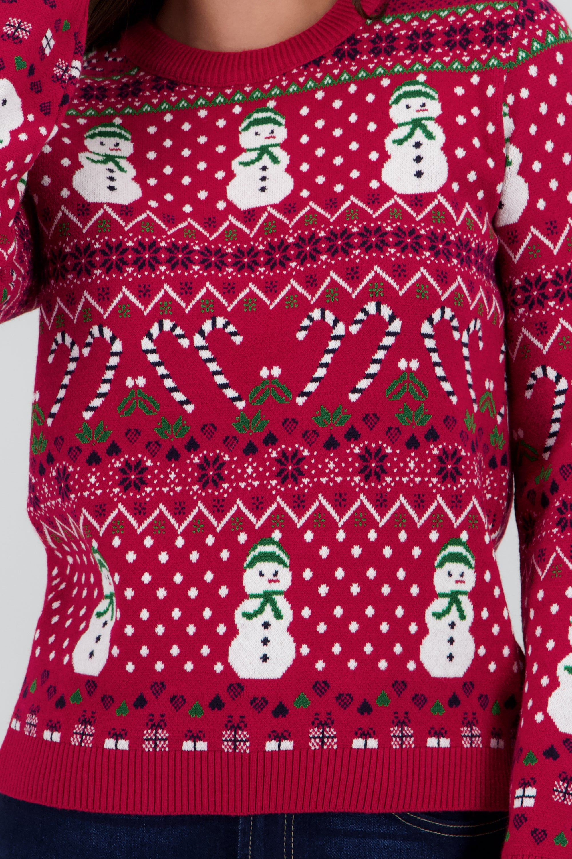 Sueter navideño muñecos y dulcer ROJO COMBO