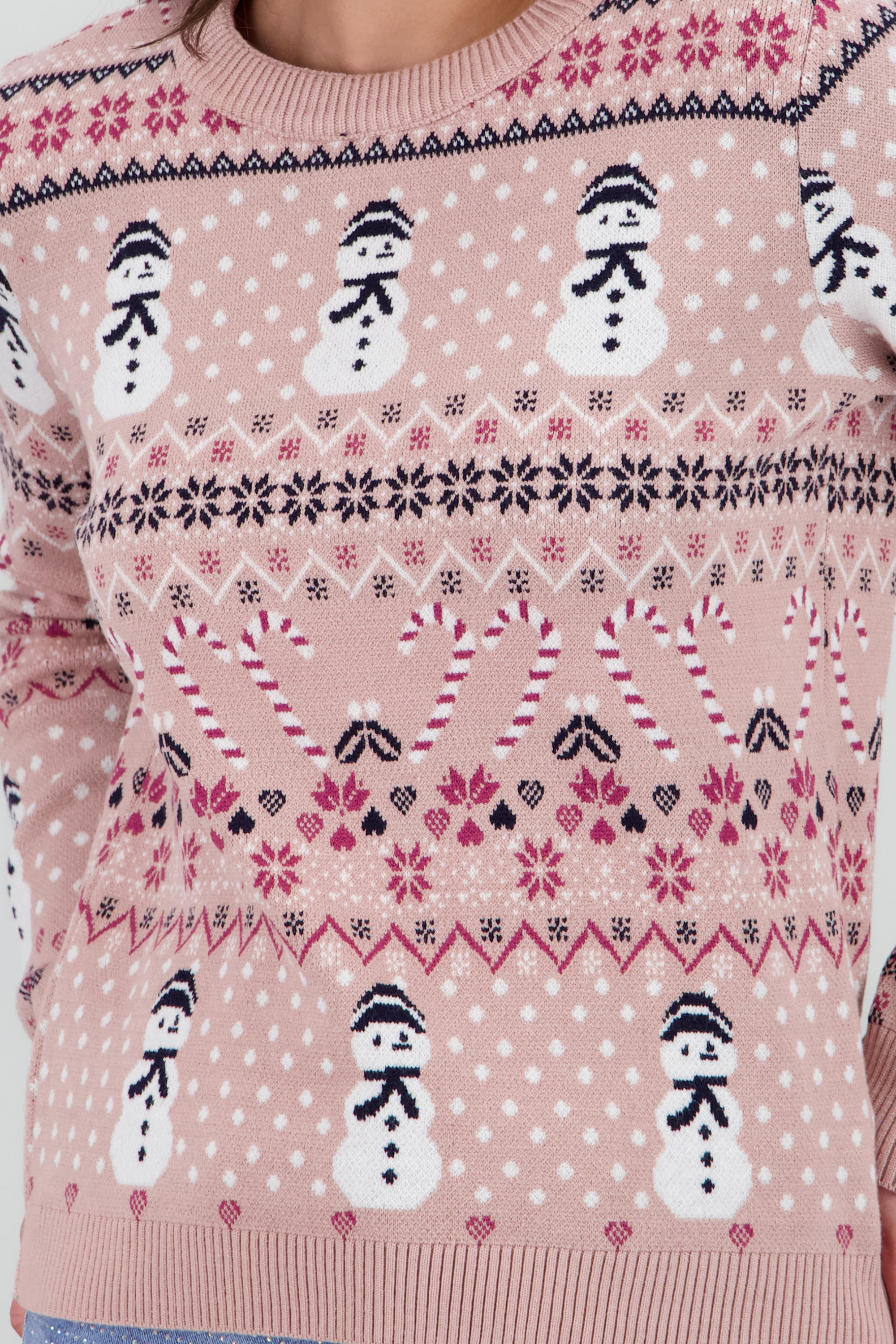 Sueter navideño muñecos y dulcer PALO DE ROSA