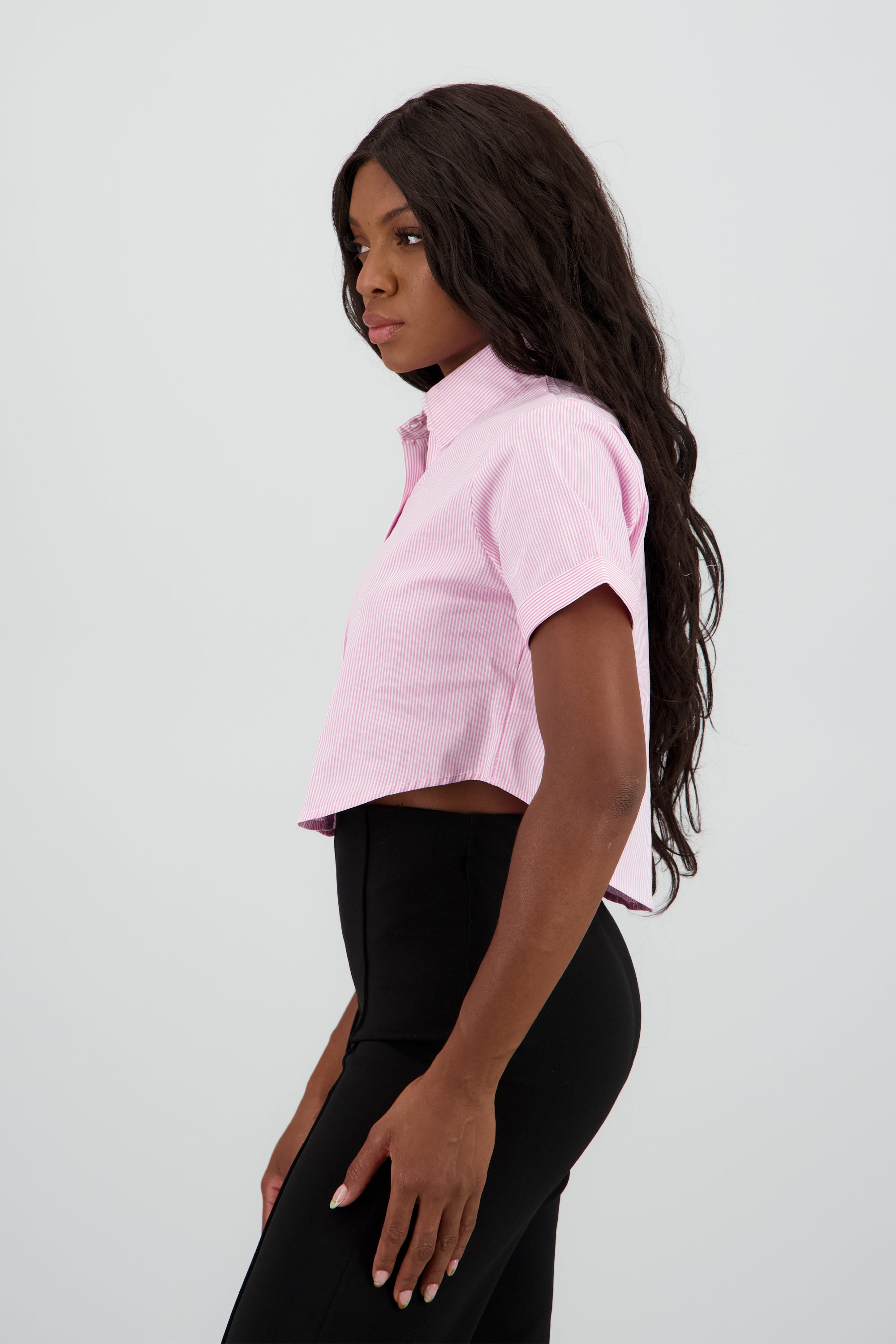 Camisa crop manga corta ROSA COMBO