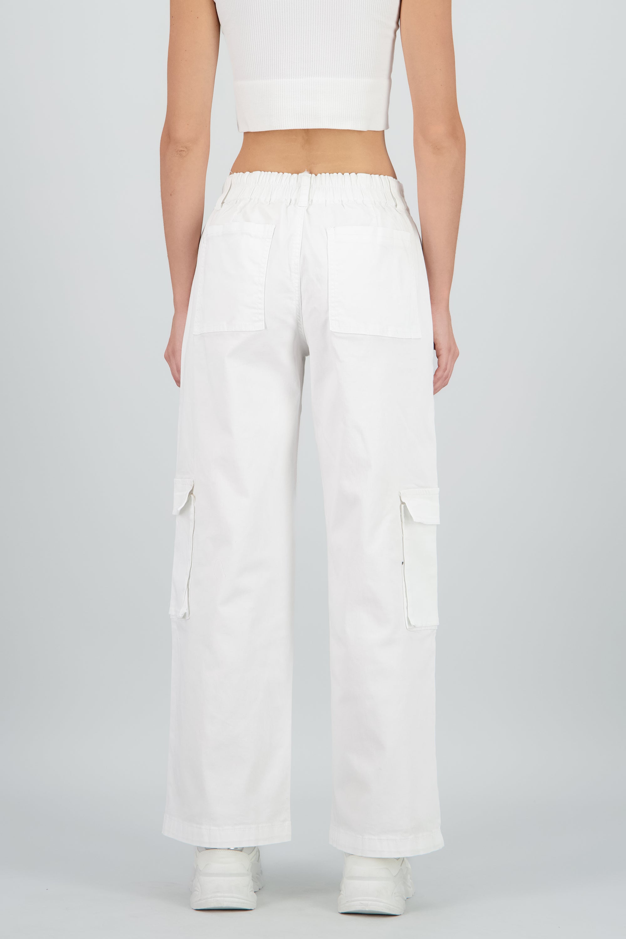Pantalón cargo 3 bolsas tiras BLANCO