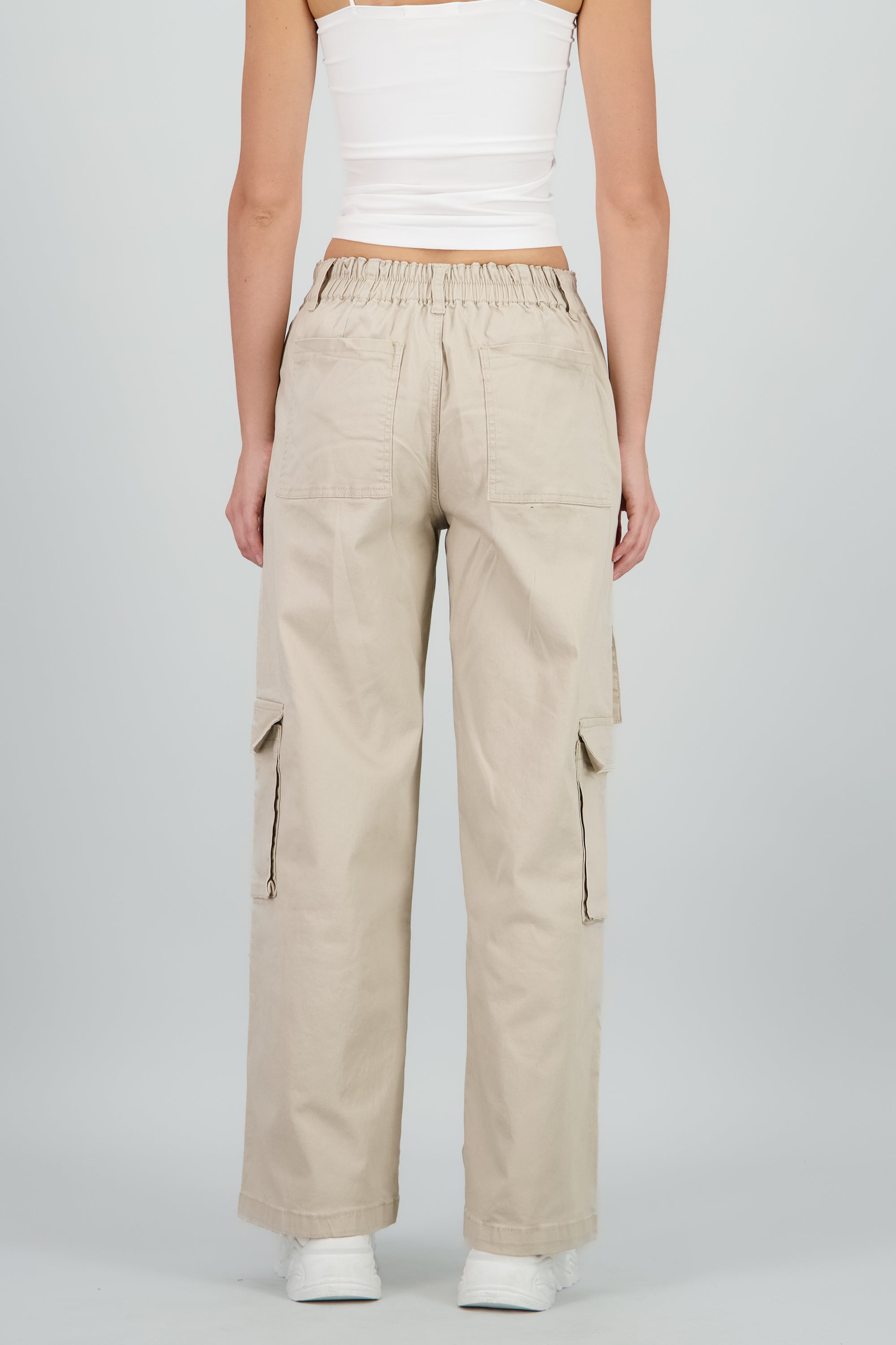 Pantalón cargo 3 bolsas tiras HUESO