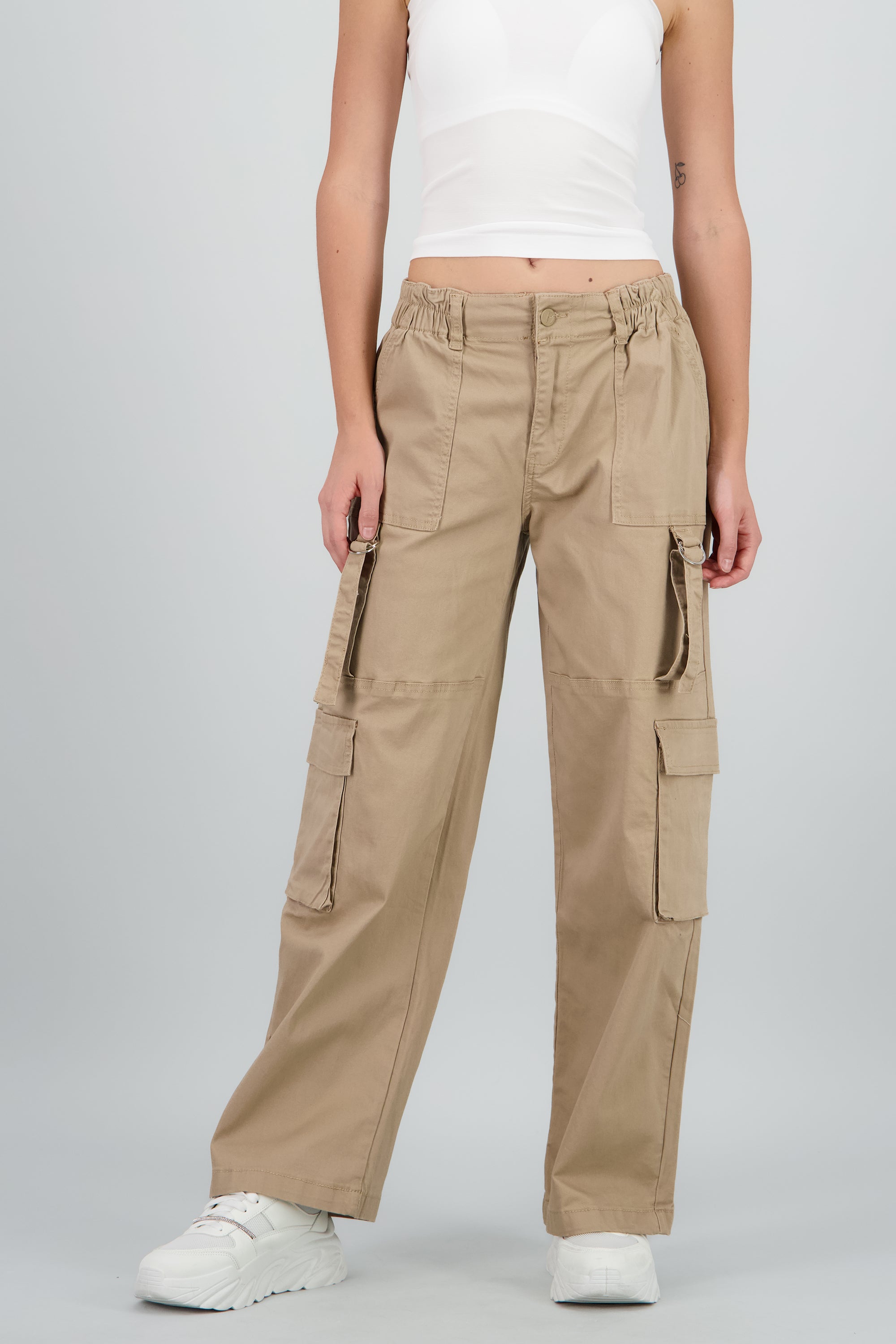 Pantalón cargo 3 bolsas tiras KHAKI