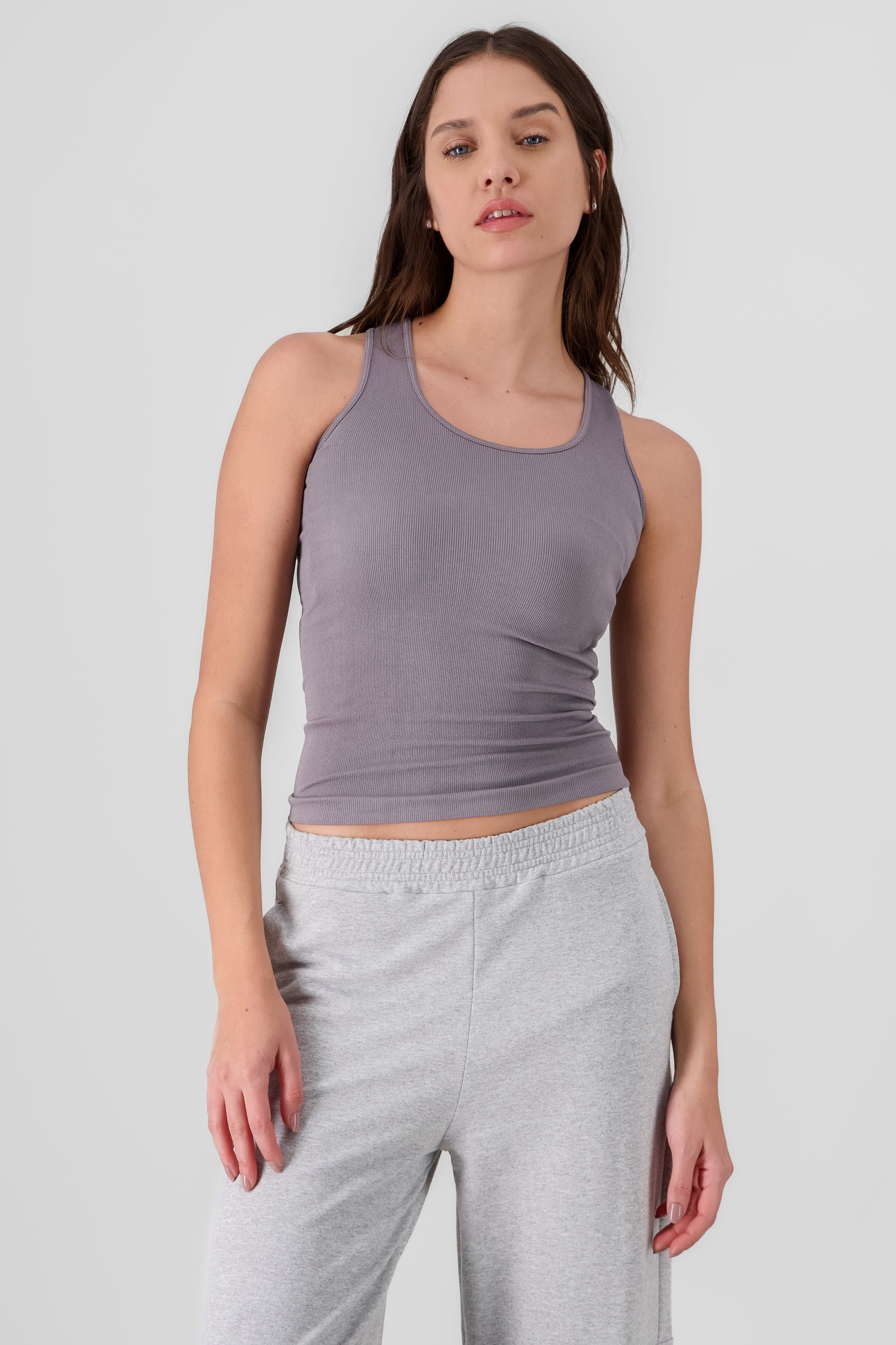 Top seamless acanalado GRIS