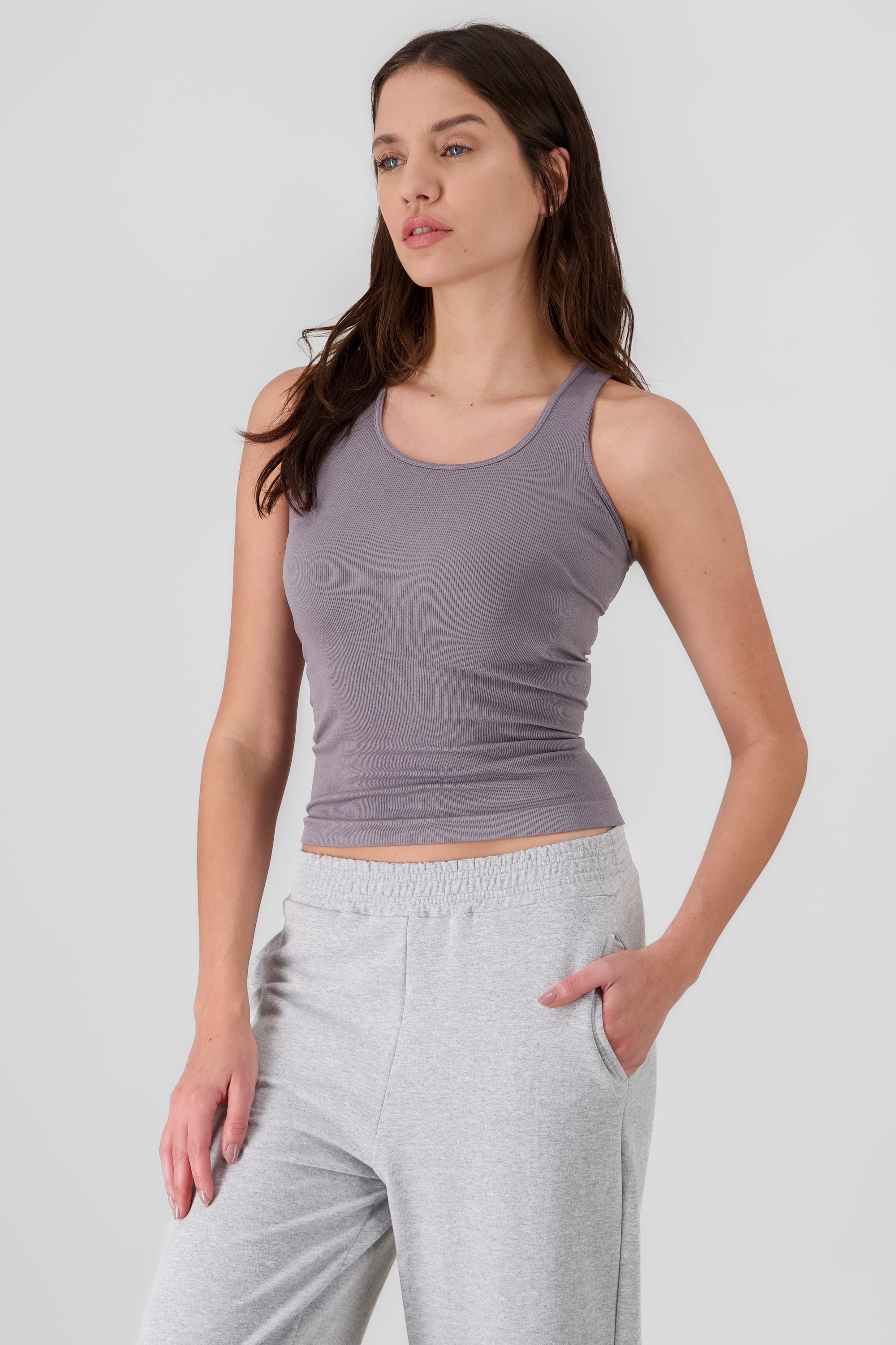 Top seamless acanalado GRIS