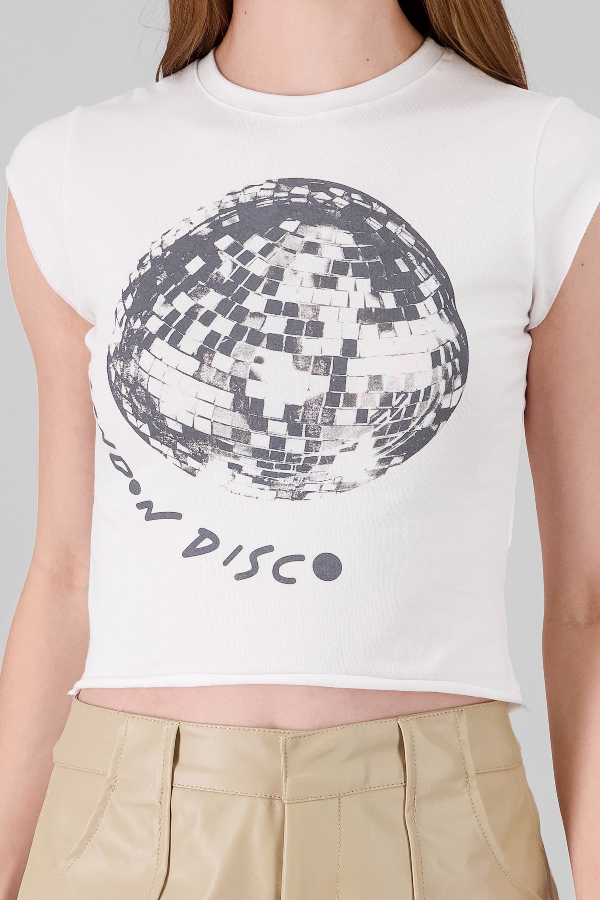 Playera corta bola disco BLANCO COMBO