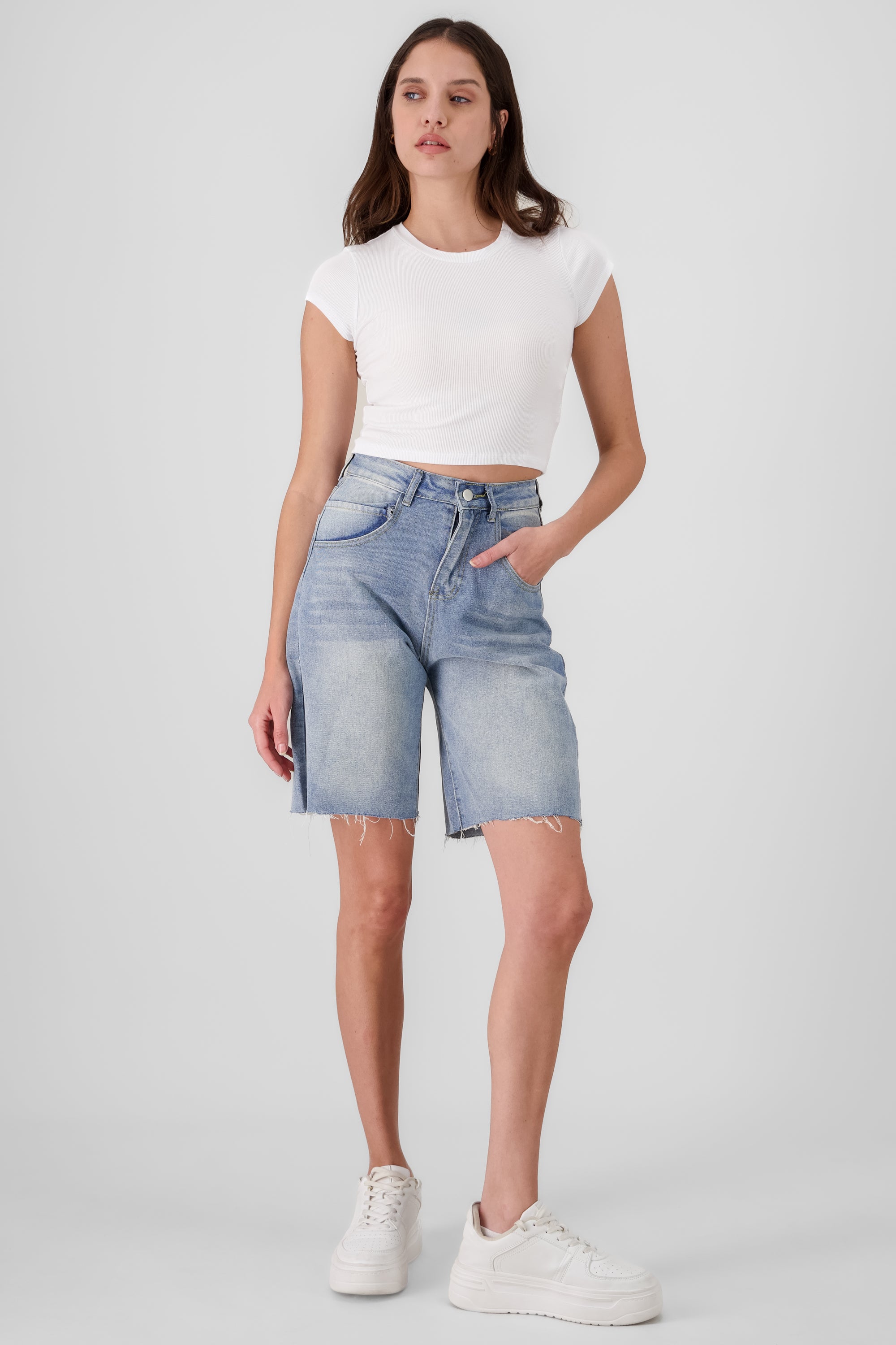 Bermudas denim lisas LIGHT WASH