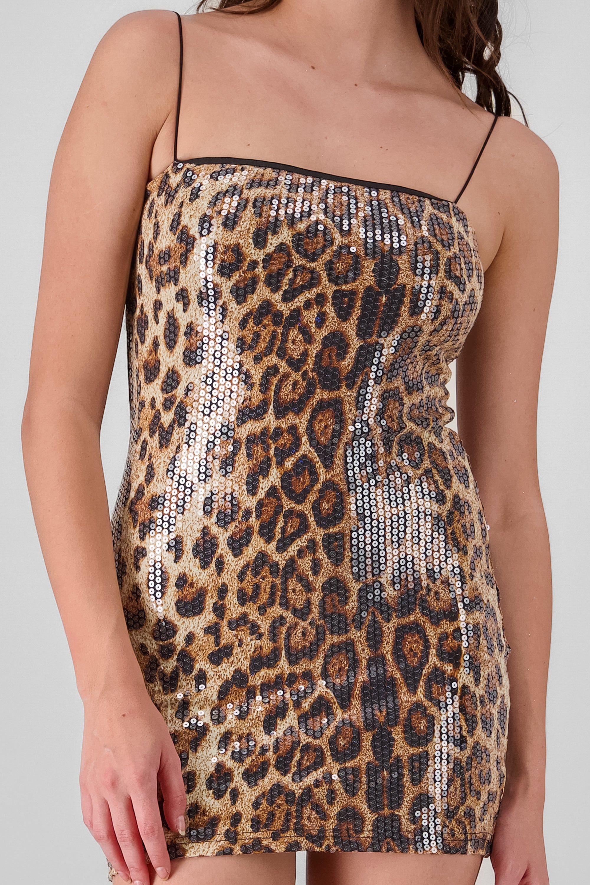 Vestido animal print con lentejuelas CAFE COMBO