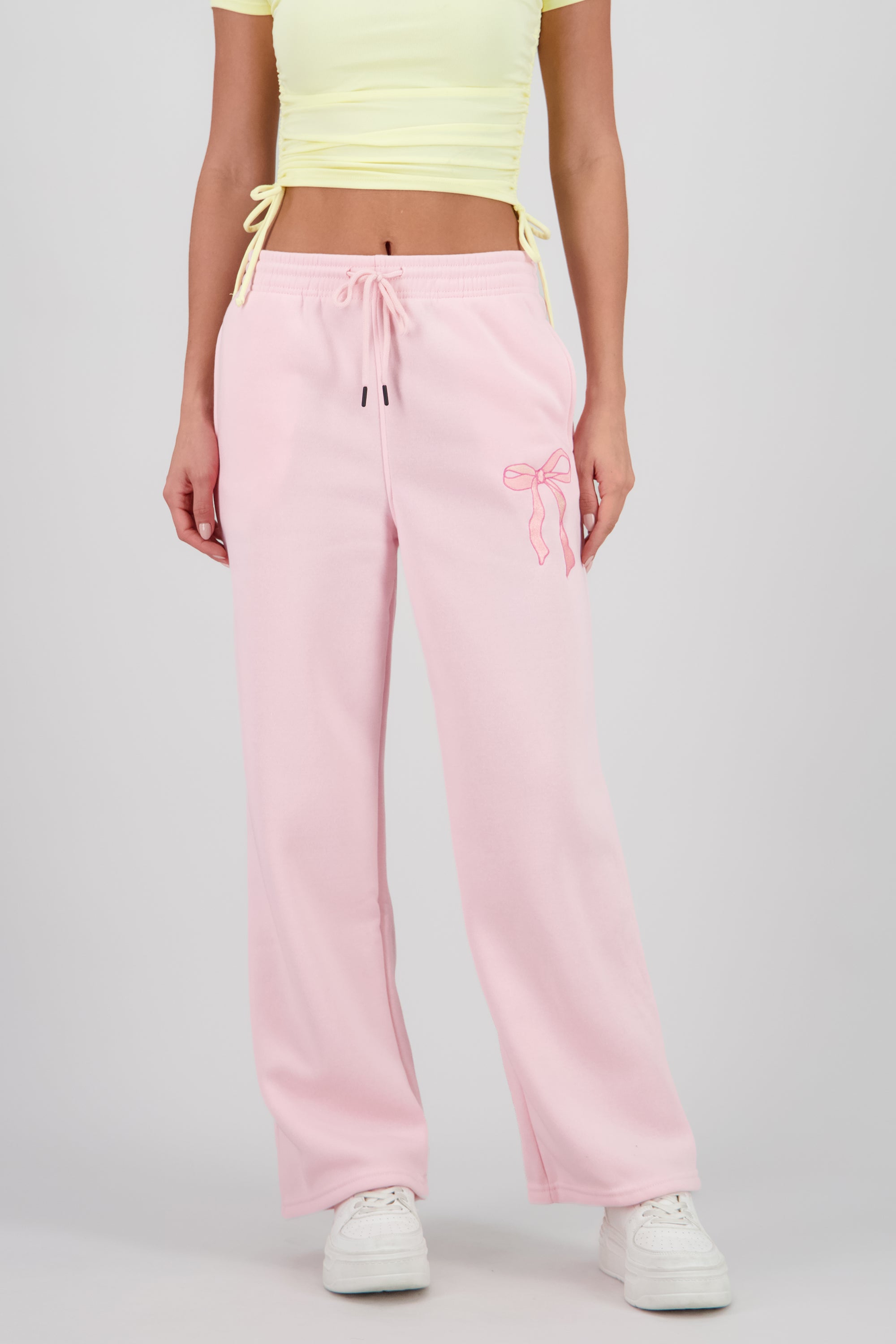 Pants lisos moño bordado ROSA