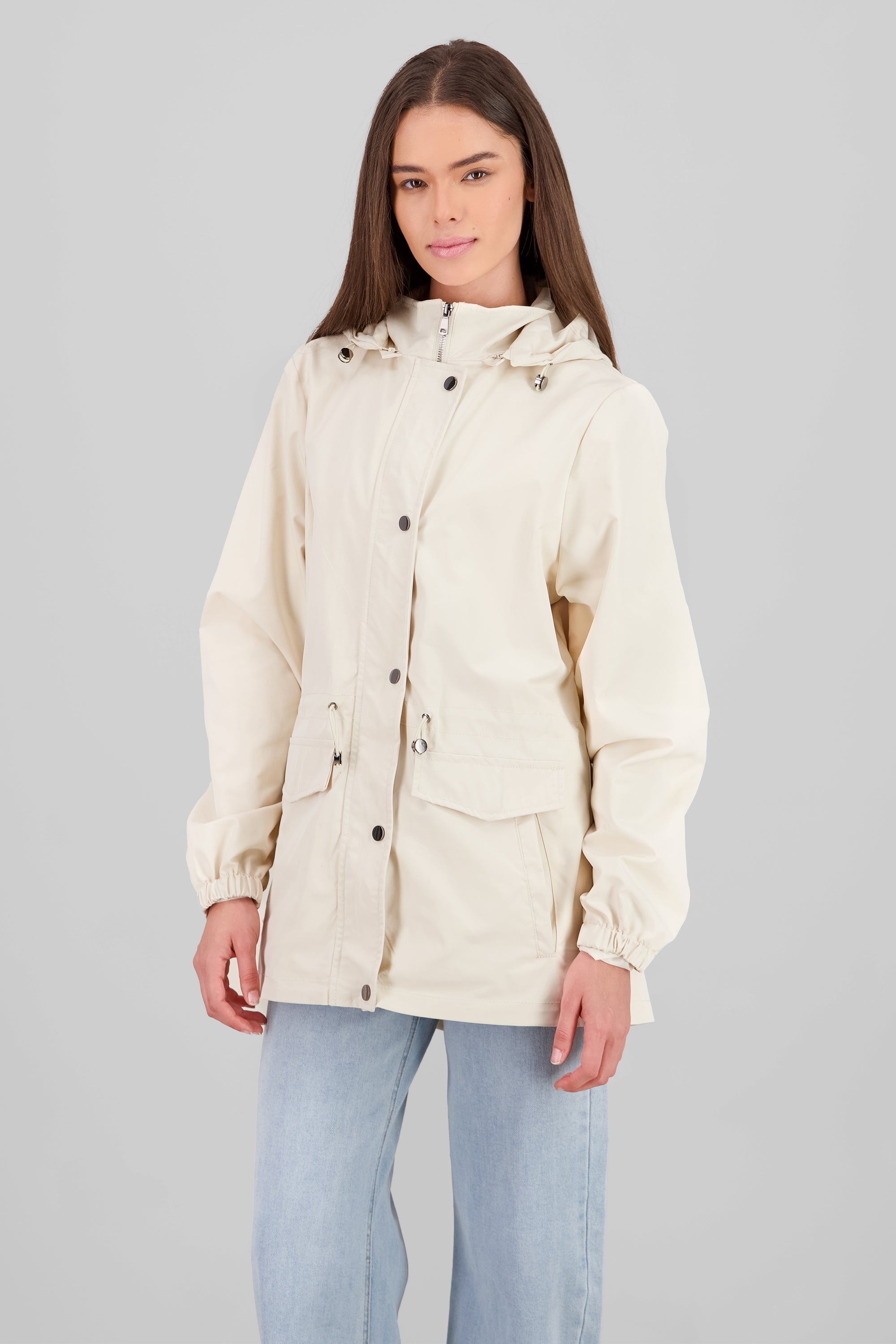 Gabardina corta botones CREMA