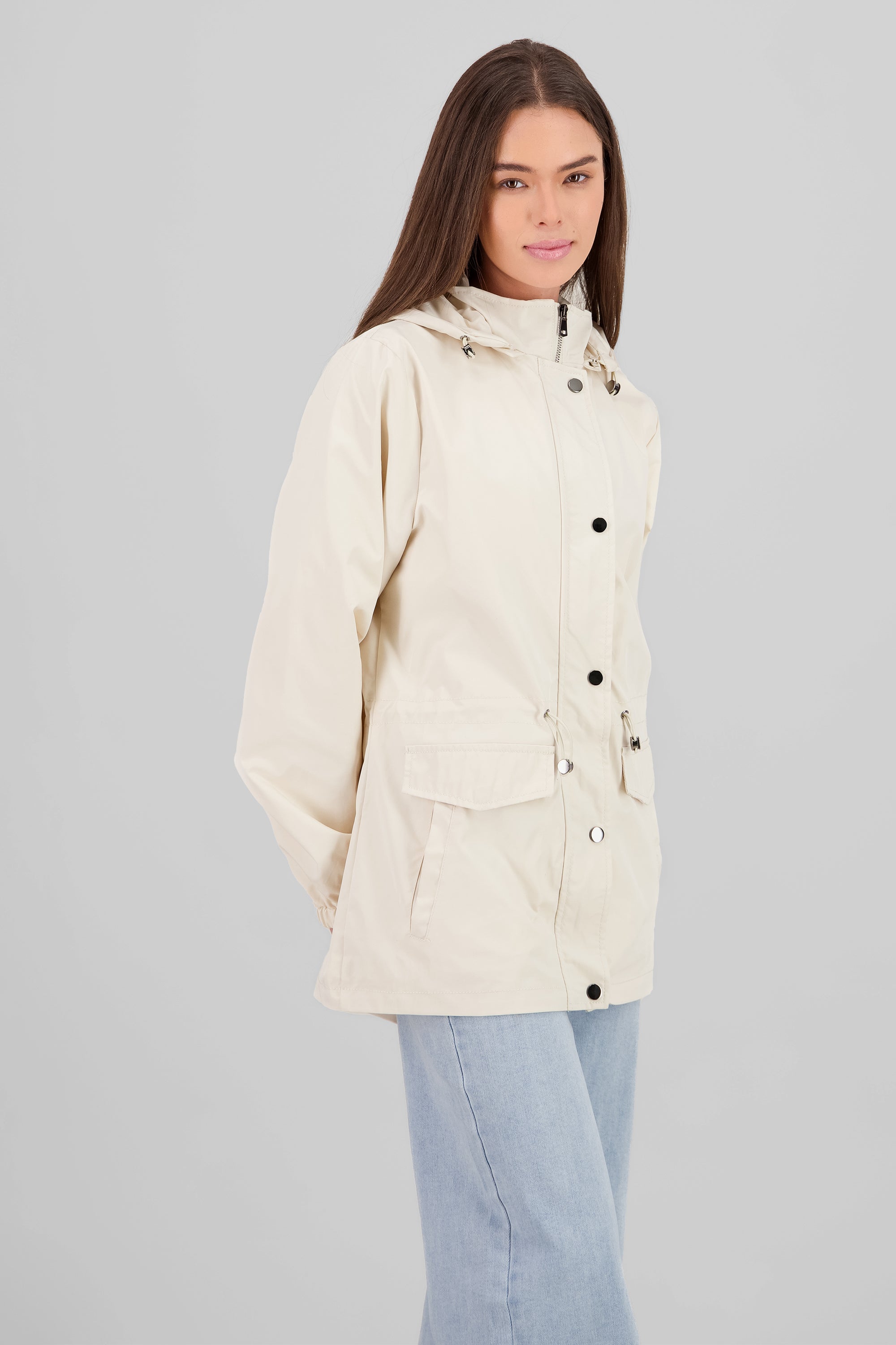 Gabardina corta botones CREMA